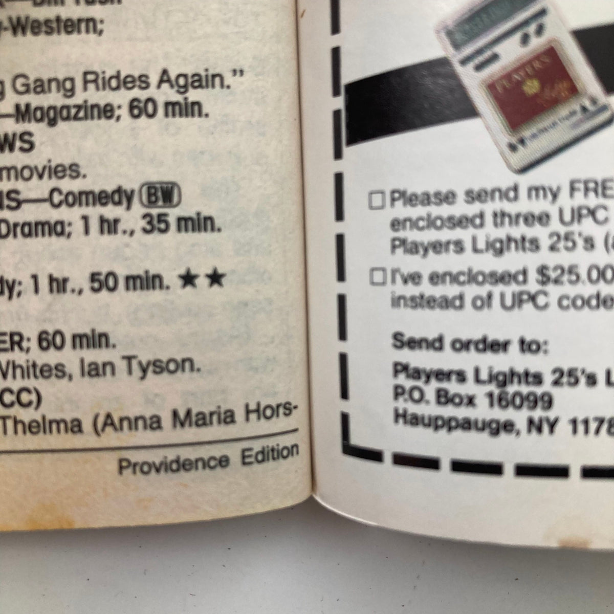 Inside page of the TV Guide Magazine from July 2 1988, featuring programming details and advertisements, marked as the Providence Edition.