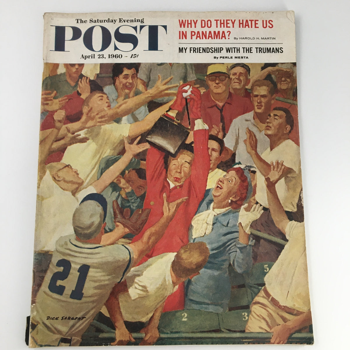 Front cover of The Saturday Evening Post April 23, 1960, featuring an illustration depicting a joyful crowd celebrating, related to the article 'My Friendship with the Trumans'.