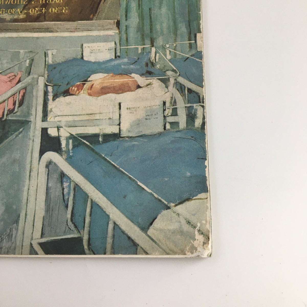 Cover illustration of The Saturday Evening Post March 11 1961 featuring an image of a hospital room with cribs and bedding, related to the story of Satchel Paige.