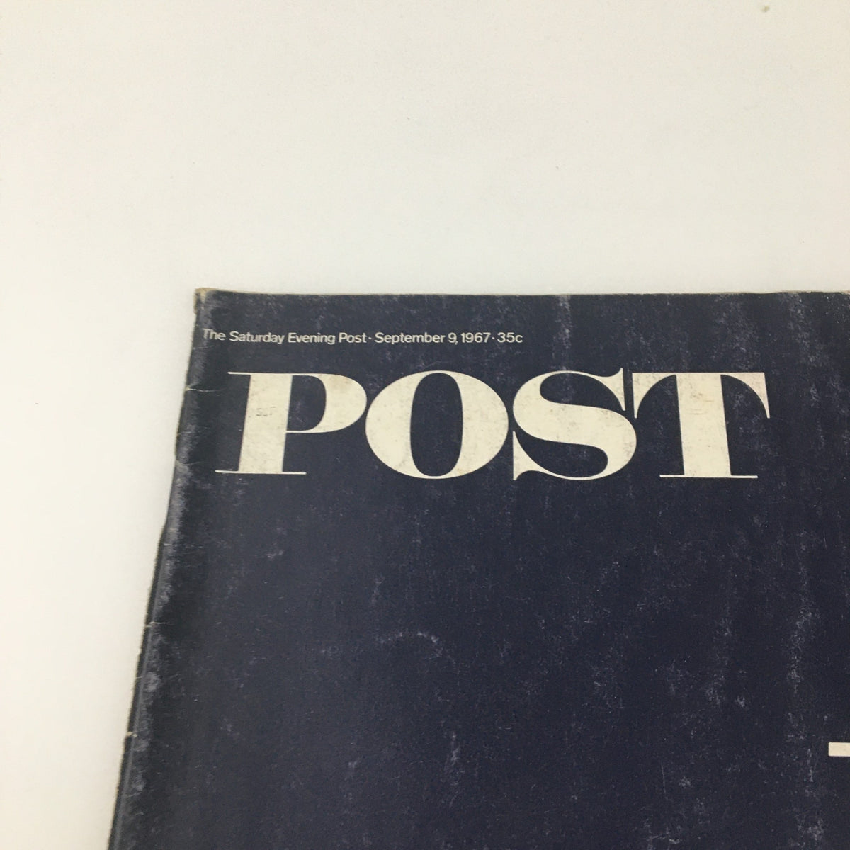 Close-up view of The Saturday Evening Post September 9 1967 magazine cover highlighting the publication title and date, reflecting its vintage aesthetic.
