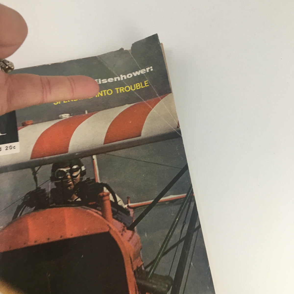 Cover image of The Saturday Evening Post dated May 18, 1963 featuring the title 'Dwight D. Eisenhower Spending Into Trouble', showing a pilot in a vintage aircraft.