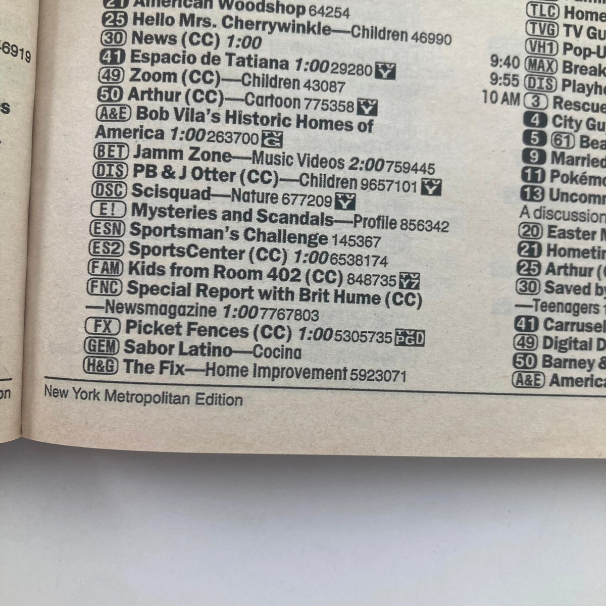TV Guide Magazine April 22 2000 featuring television listings and advertisements from the New York Metropolitan Edition.