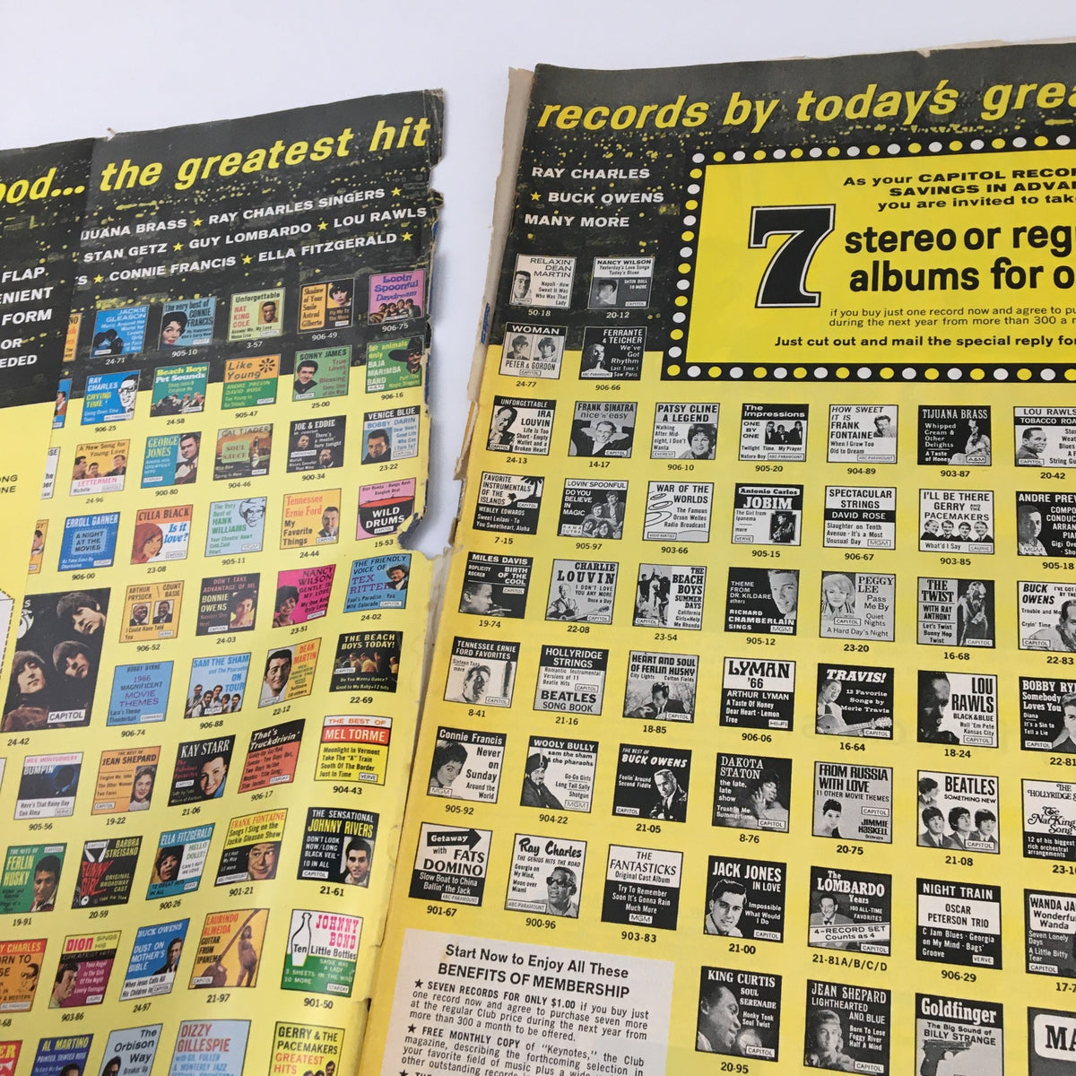 Another inside view of The Saturday Evening Post August 27 1966, displaying vintage record advertisements, highlighting iconic musicians and popular albums from the era.
