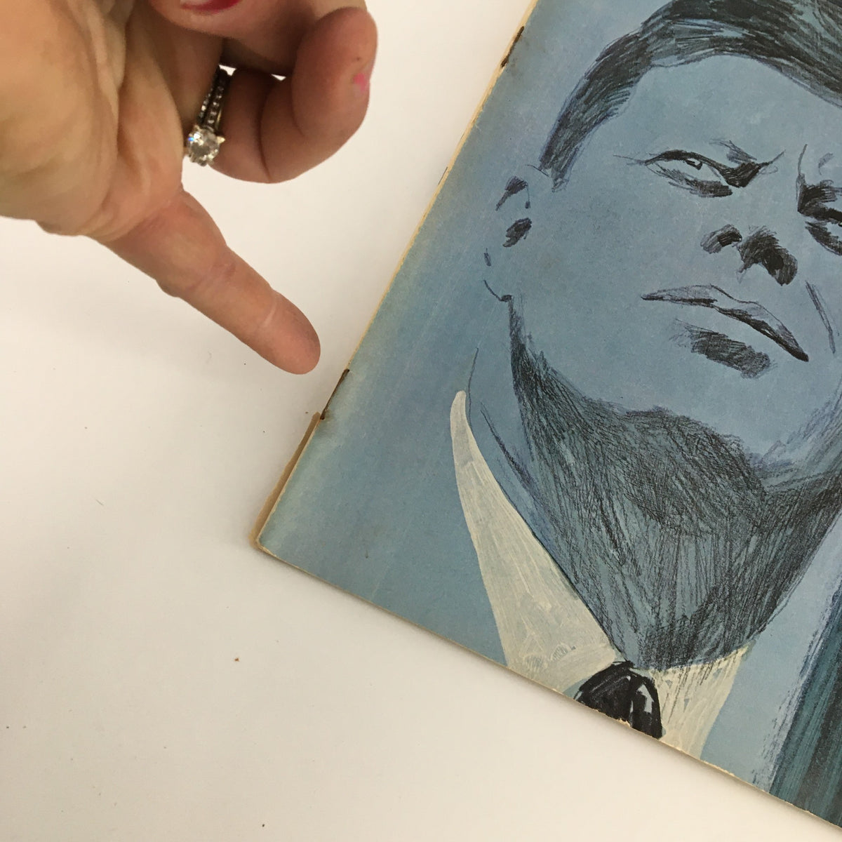 Close-up view of The Saturday Evening Post May 6 1967 cover displaying John F. Kennedy's portrait, showcasing the magazine's title and details about the content.