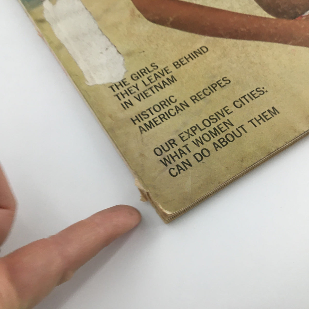 Back cover of July 1968 McCall's Magazine, featuring articles on historic American recipes and social topics.