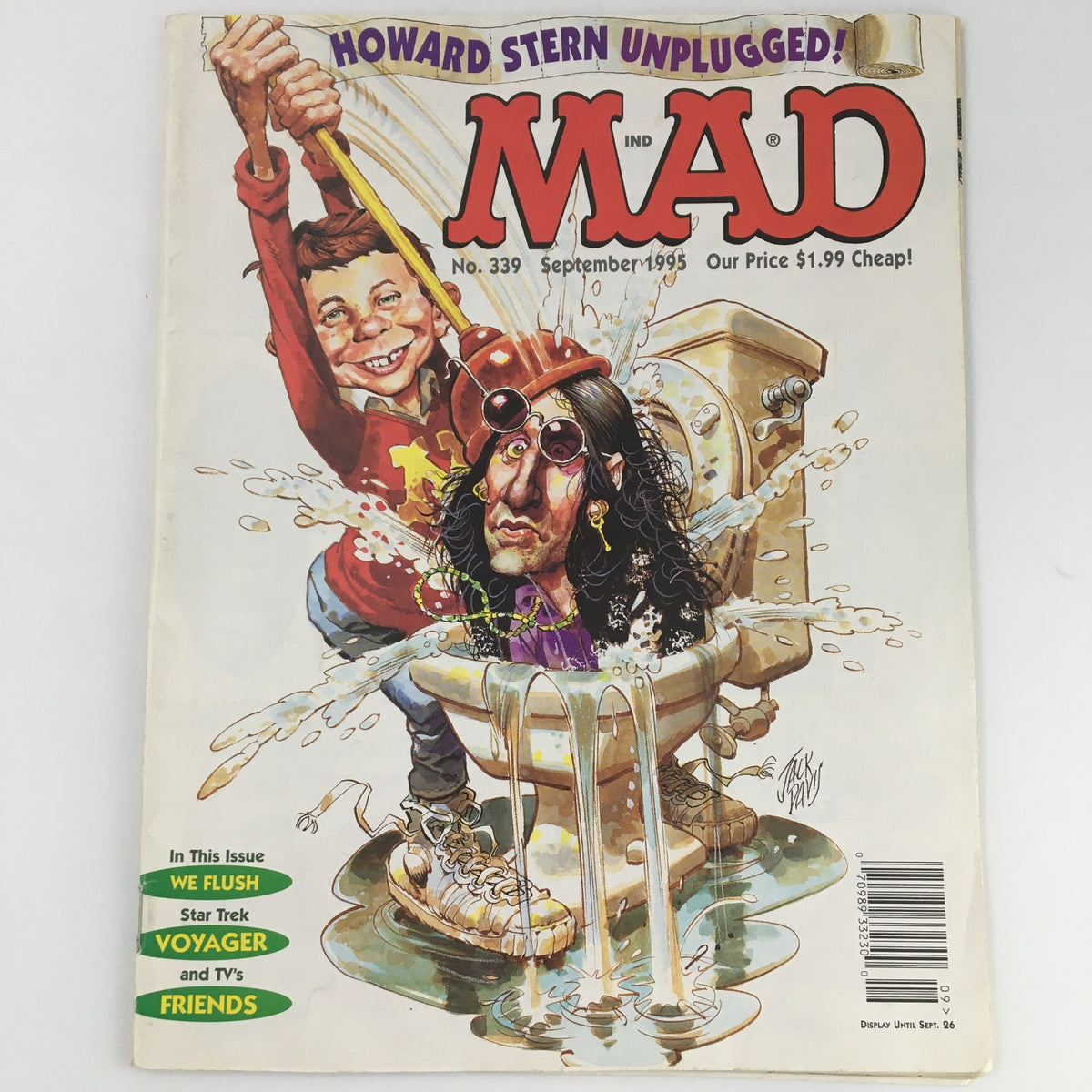 Cover of Mad Magazine September 1995 #339 featuring Howard Stern Unplugged illustration. The cover showcases a humorous caricature of Howard Stern with playful graphics, embodying the magazine's comedic tone and making it a collectible pop culture item.