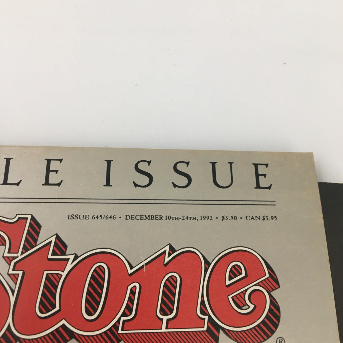 Rolling Stone Magazine December 10-24 1992 Yearbook details, showcasing issue numbers 645 and 646 with publication date and pricing information.