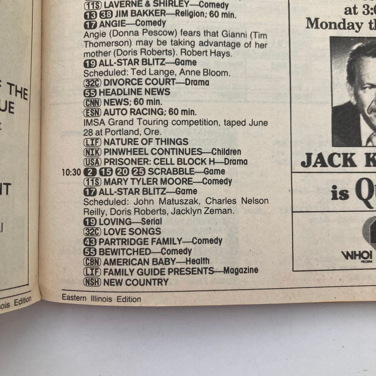 Interior page from TV Guide Magazine September 14 1985 Fall Preview Special Eastern Illinois Edition displaying a television schedule with popular shows like 'Laverne & Shirley' and 'Mary Tyler Moore'.