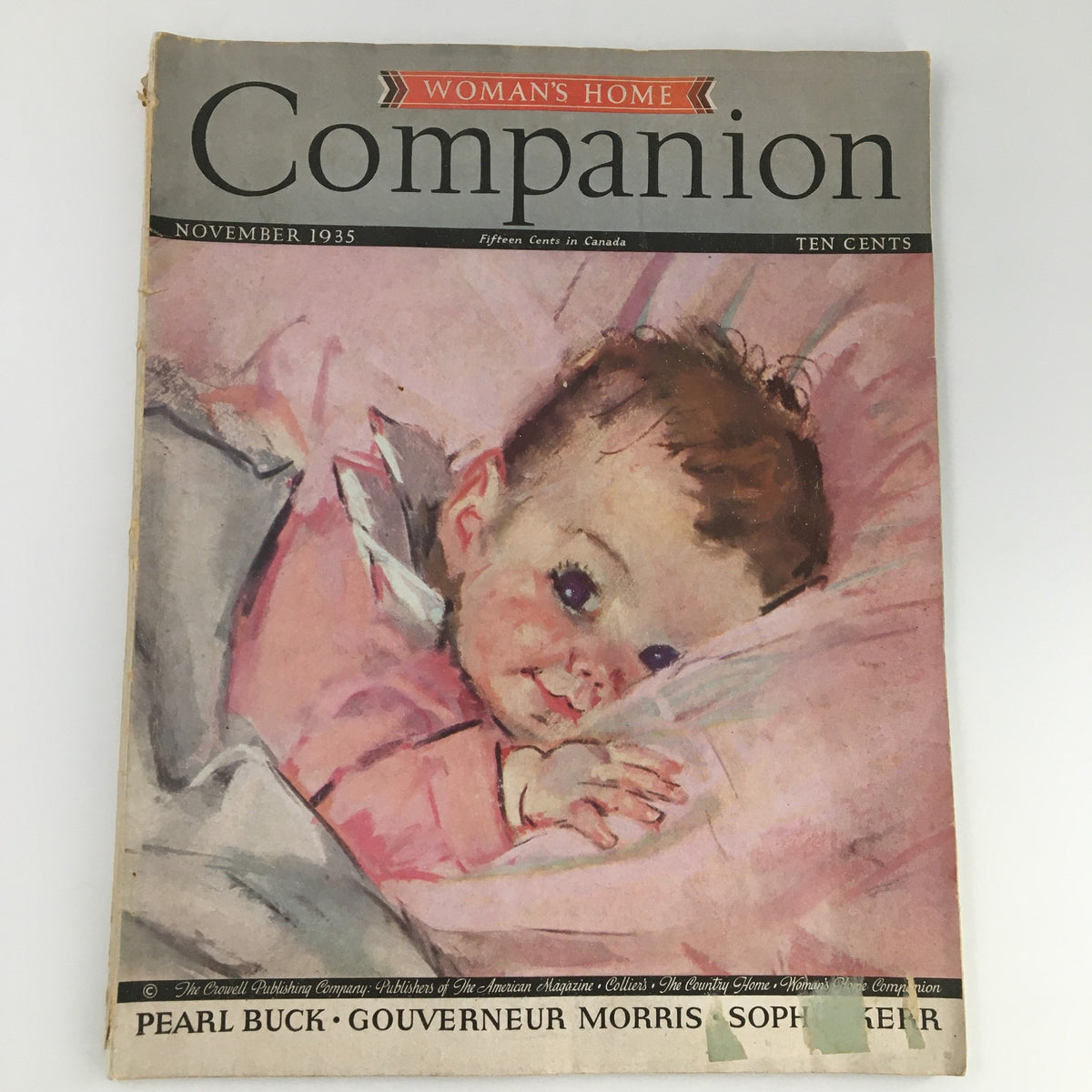 Cover of VTG Woman's Home Companion Magazine, November 1935, featuring a portrait of a baby, highlighting Gouverneur Morris' article.