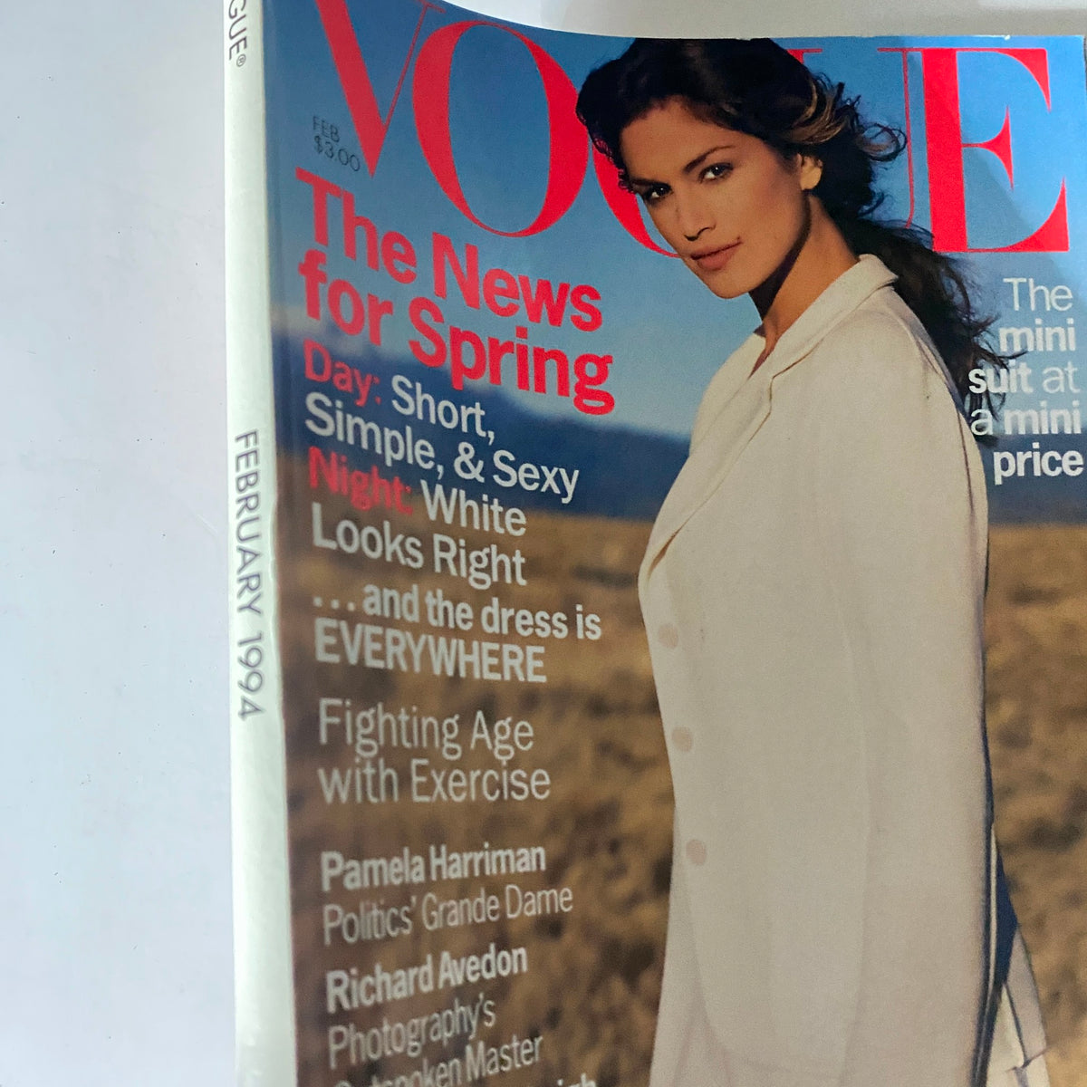 Vogue Magazine February 1994 Cindy Crawford Cover No Label VG