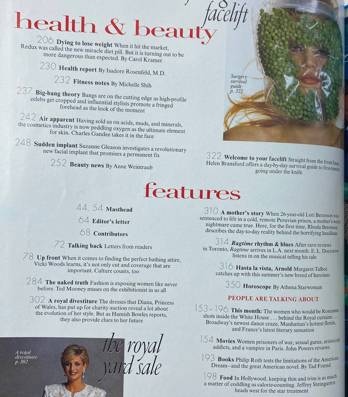 Vogue Magazine May 1997 Georgina Grenville Cover featuring health and beauty articles including topics like fitness notes and a facelift guide.