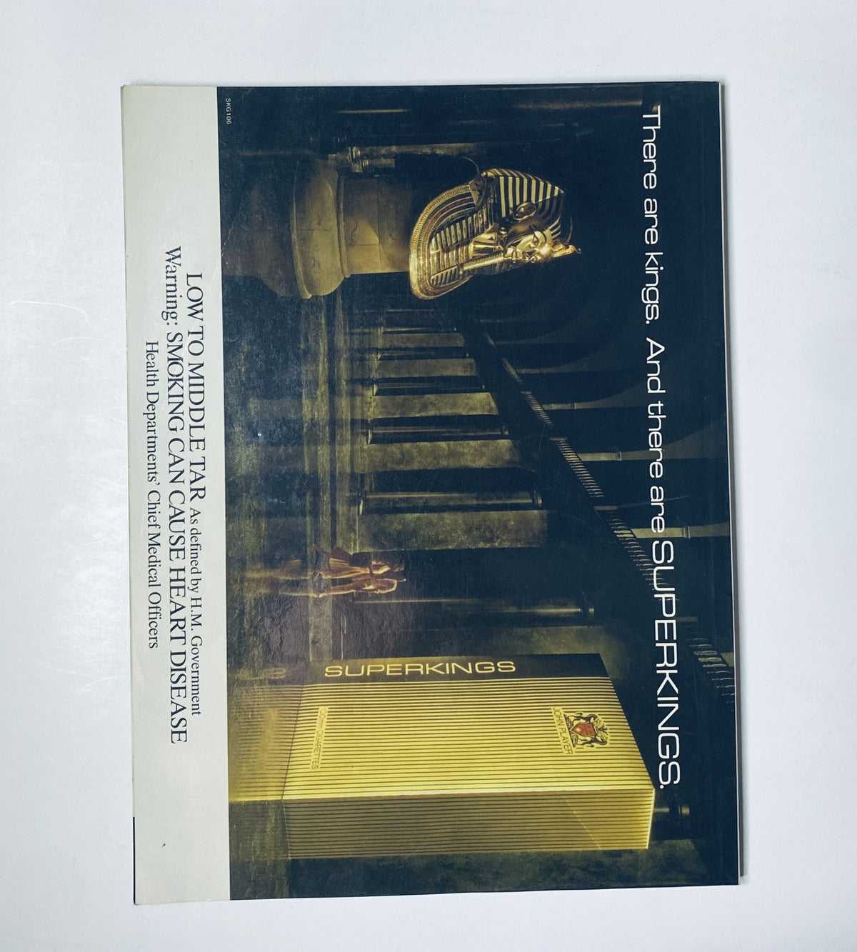 Vintage advertisement from the back cover of CAR Magazine October 1987, promoting Superkings cigarettes with a striking image, warning about health risks.