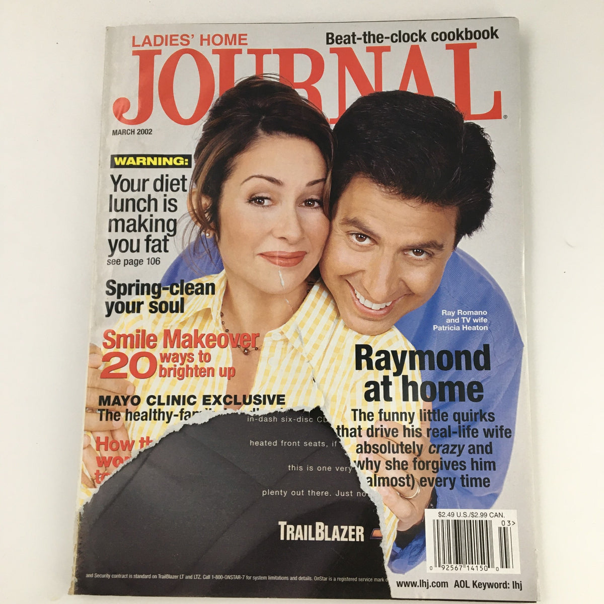Ladies' Home Journal Magazine March 2002 featuring Ray Romano and Patricia Heaton on the cover, emphasizing their charm and popularity from the sitcom Everybody Loves Raymond.