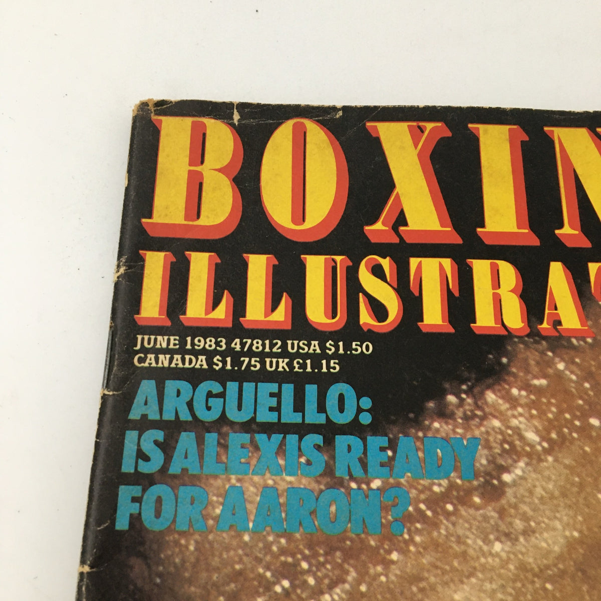 Close-up of the title and publication details of VTG Boxing Illustrated Magazine, June 1983, emphasizing the content about boxing.