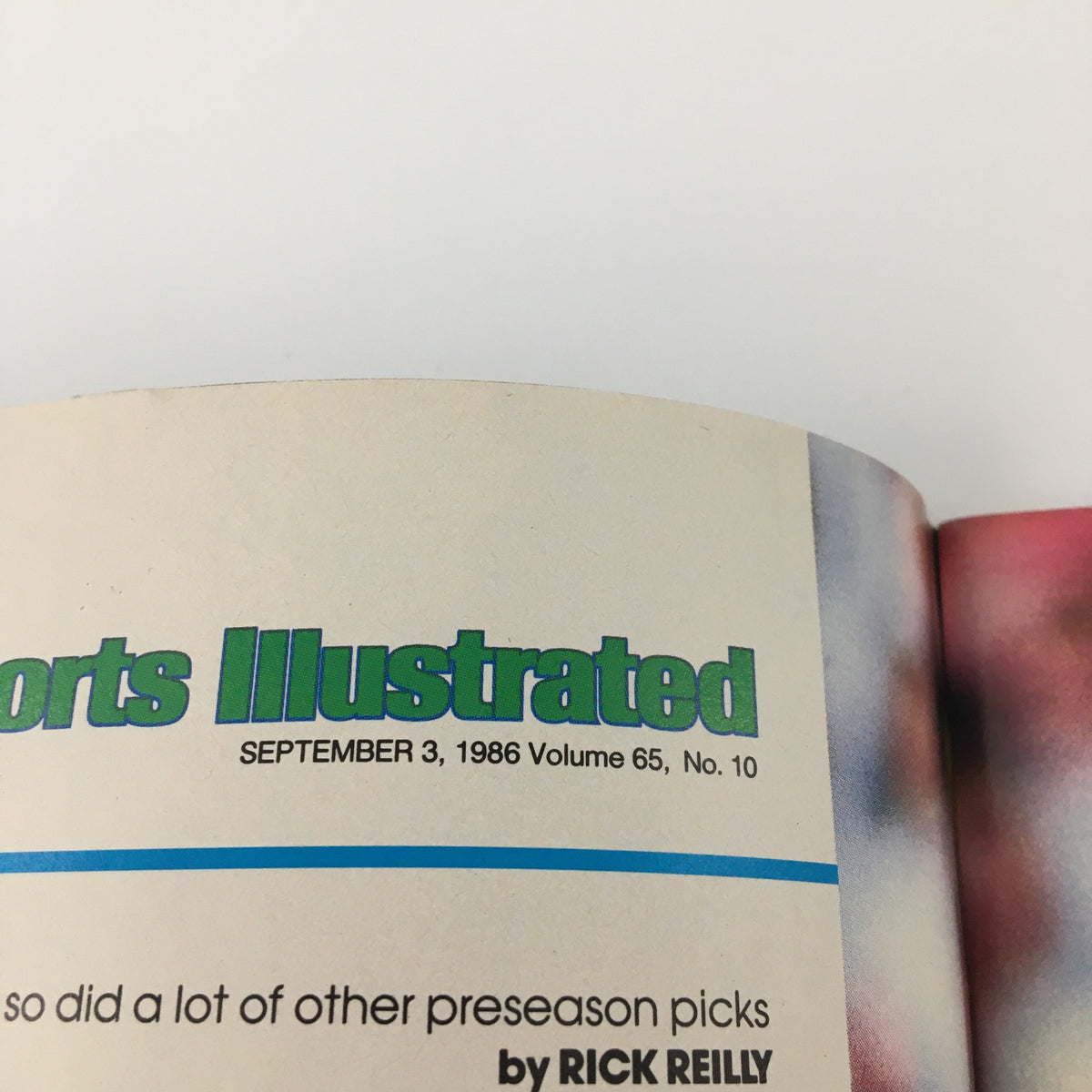 Inside page of Sports Illustrated Magazine September 3, 1986, Volume 65, No. 10 featuring the magazine title and issue details.