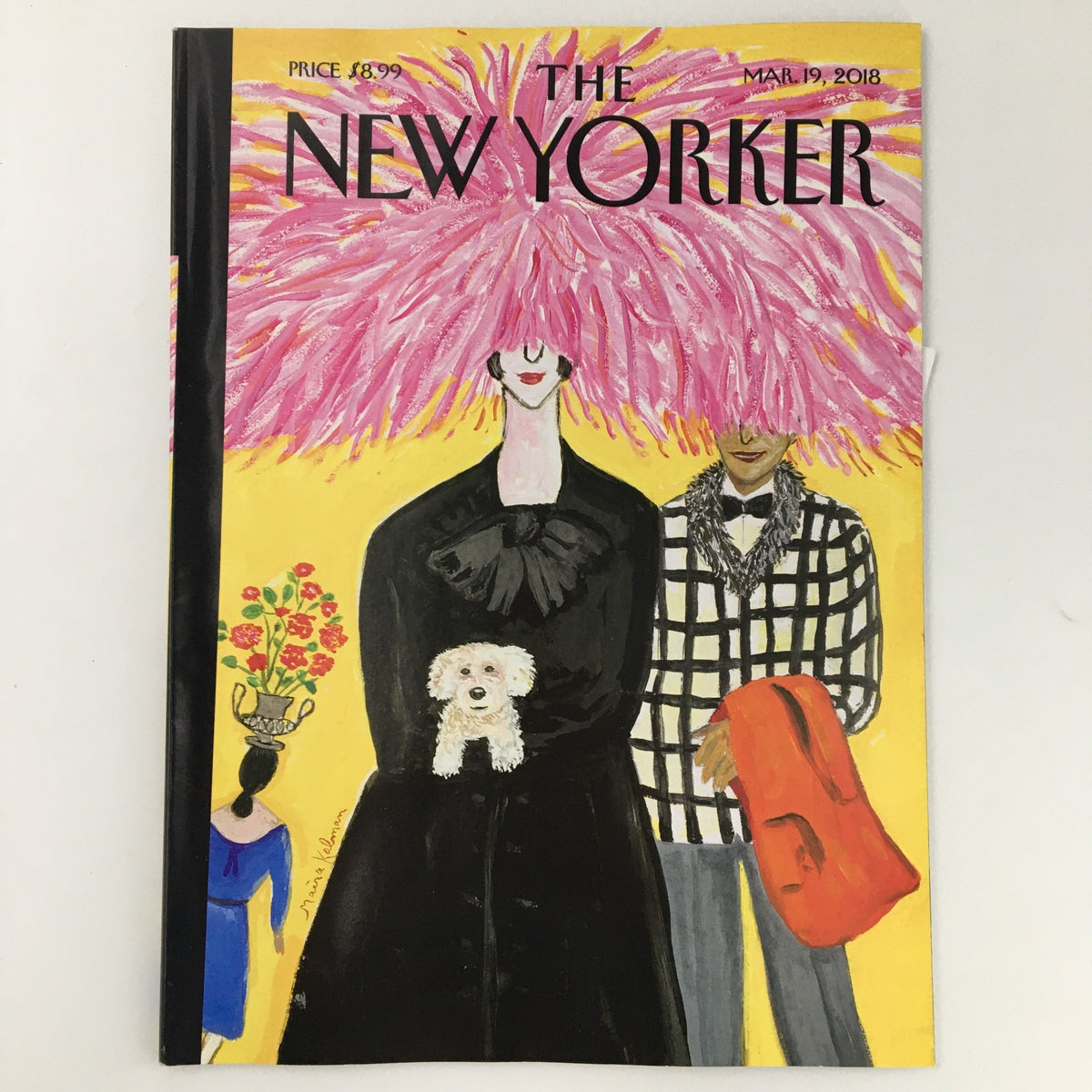 The New Yorker March 19, 2018 Full Magazine featuring a vibrant cover illustration by Maira Kalman, showcasing whimsical characters and bright colors, perfect for collectors of art and journalism.
