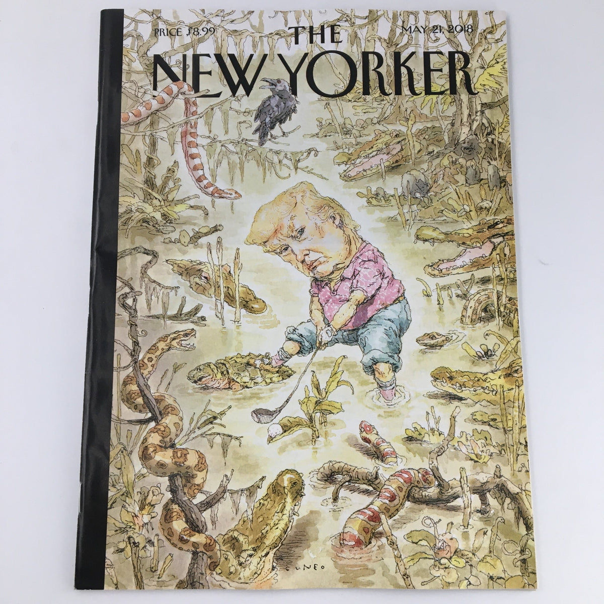 Cover of The New Yorker magazine dated May 21, 2018, featuring a whimsical illustration by John Cuneo, depicting a satirical scene in a surreal landscape.