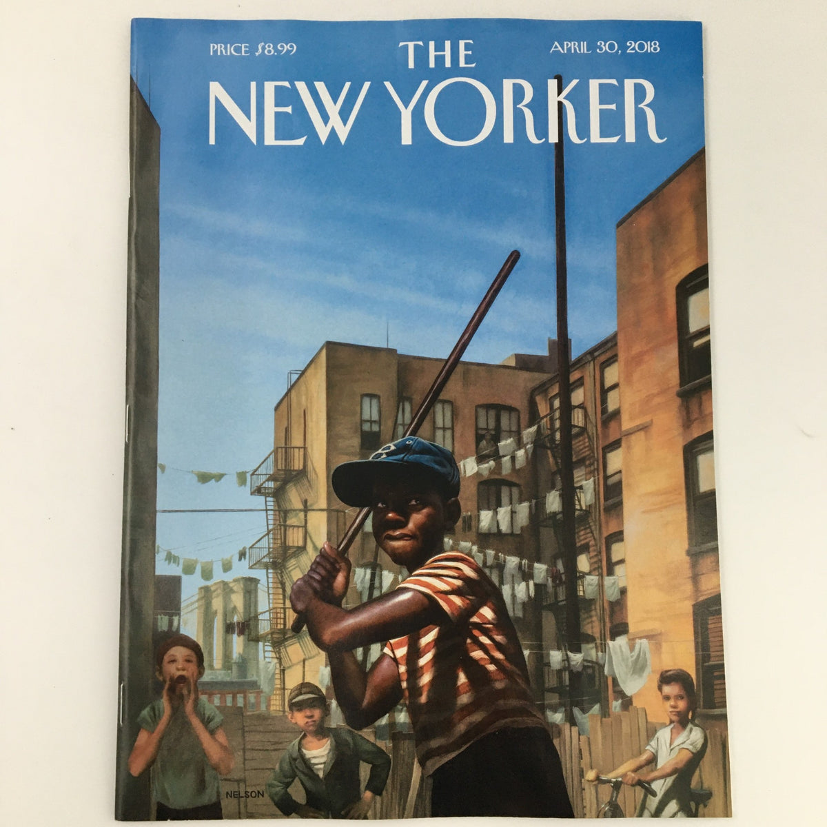 The New Yorker April 30 2018 Full Magazine with cover art by Kadir Nelson, depicting children in an urban setting, showcasing themes of community and resilience.