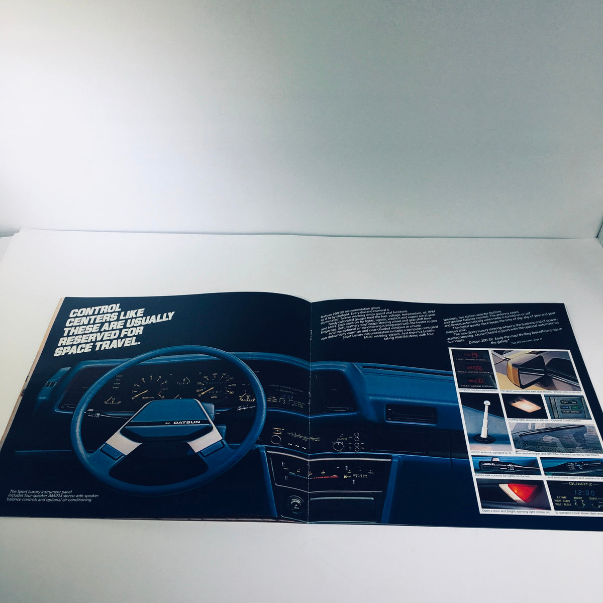 1981 Datsun 200-SX by Nissan Fuel Injected NAPS-Z Car Sale Brochure interior view displaying the modern dashboard and control center, highlighting advanced design elements.