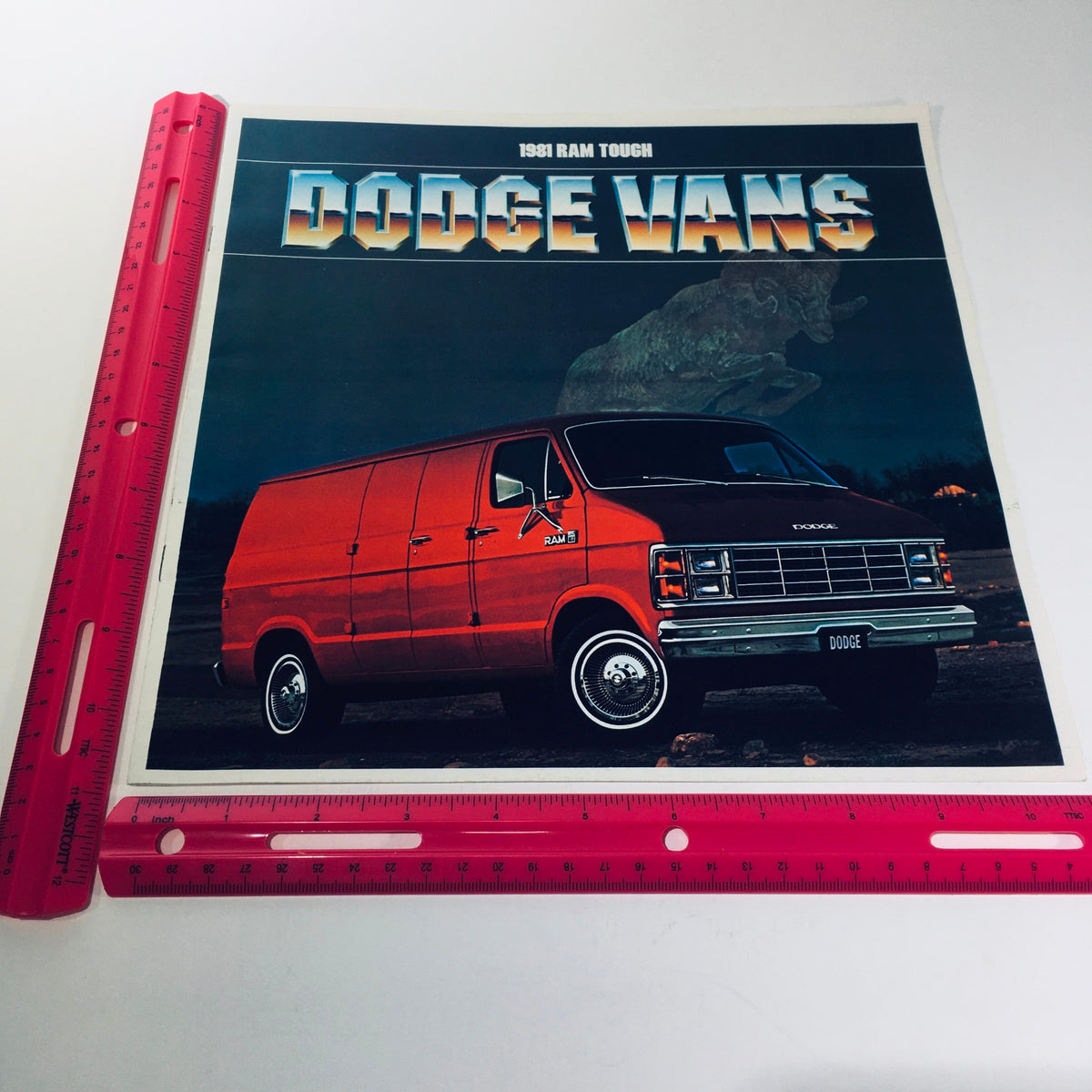 Cover of the 1981 Ram Tough Dodge Truck Vans Brochure highlighting a classic Dodge Van in a scenic backdrop.
