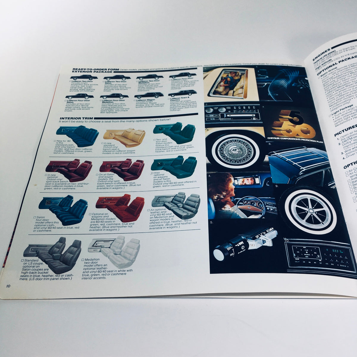 Another view of the interior trim options from the 1980 Chrysler LeBaron Four-Door Medallion MOPAR Parts Car Sale Brochure, highlighting comfort and style.