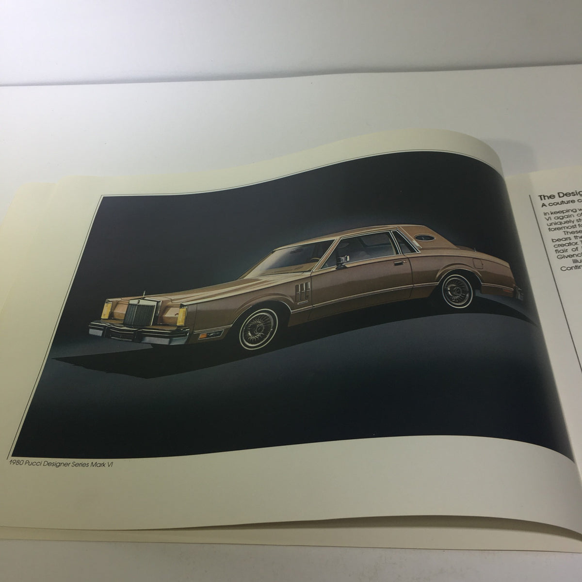 Interior page of the 1980 Pucci Designer Continental Series Mark VI Car Sale Brochure displaying an illustration of the Mark VI car.