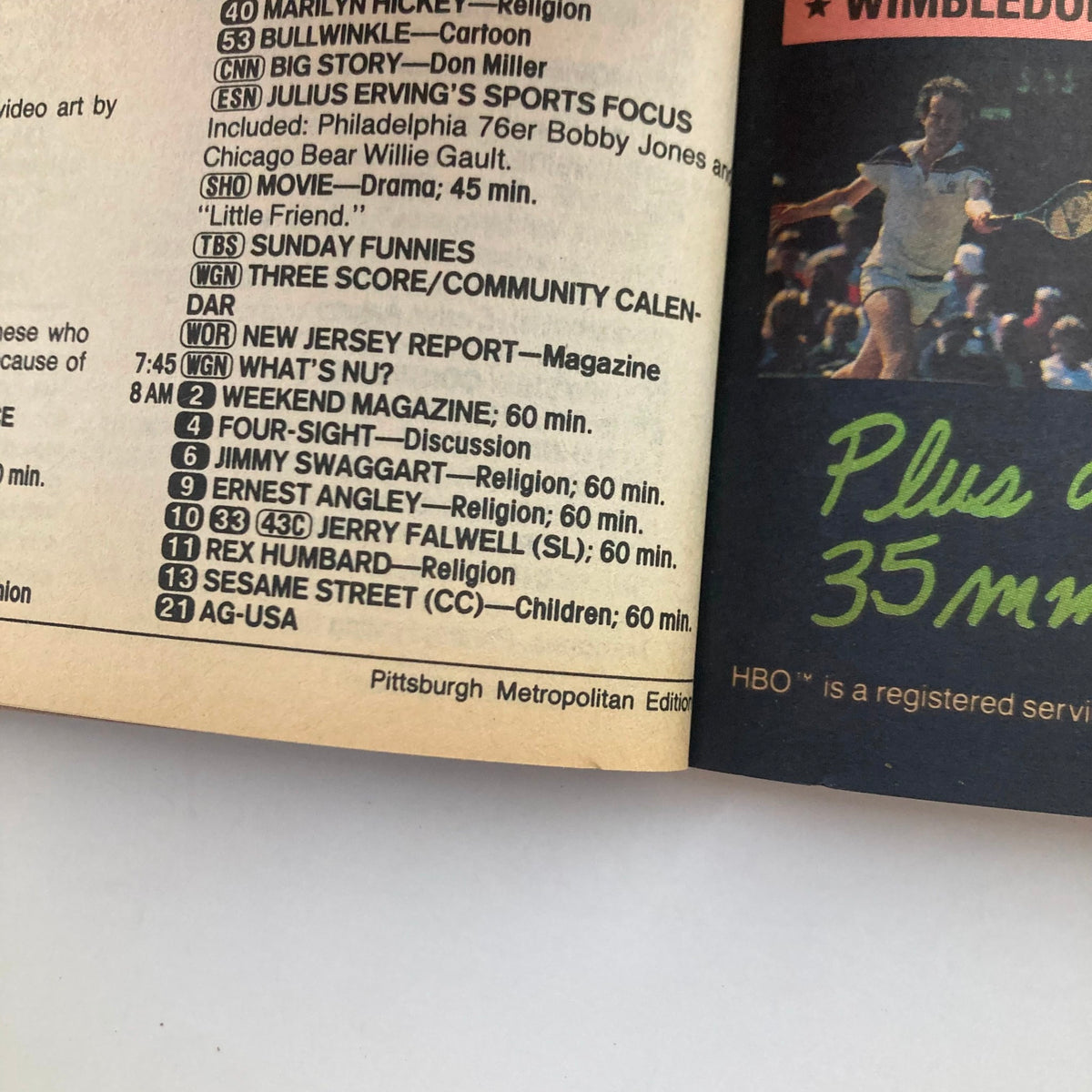 Inside page of TV Guide Magazine May 25 1985, showing listing of TV programs during the week, including featured shows and air times.