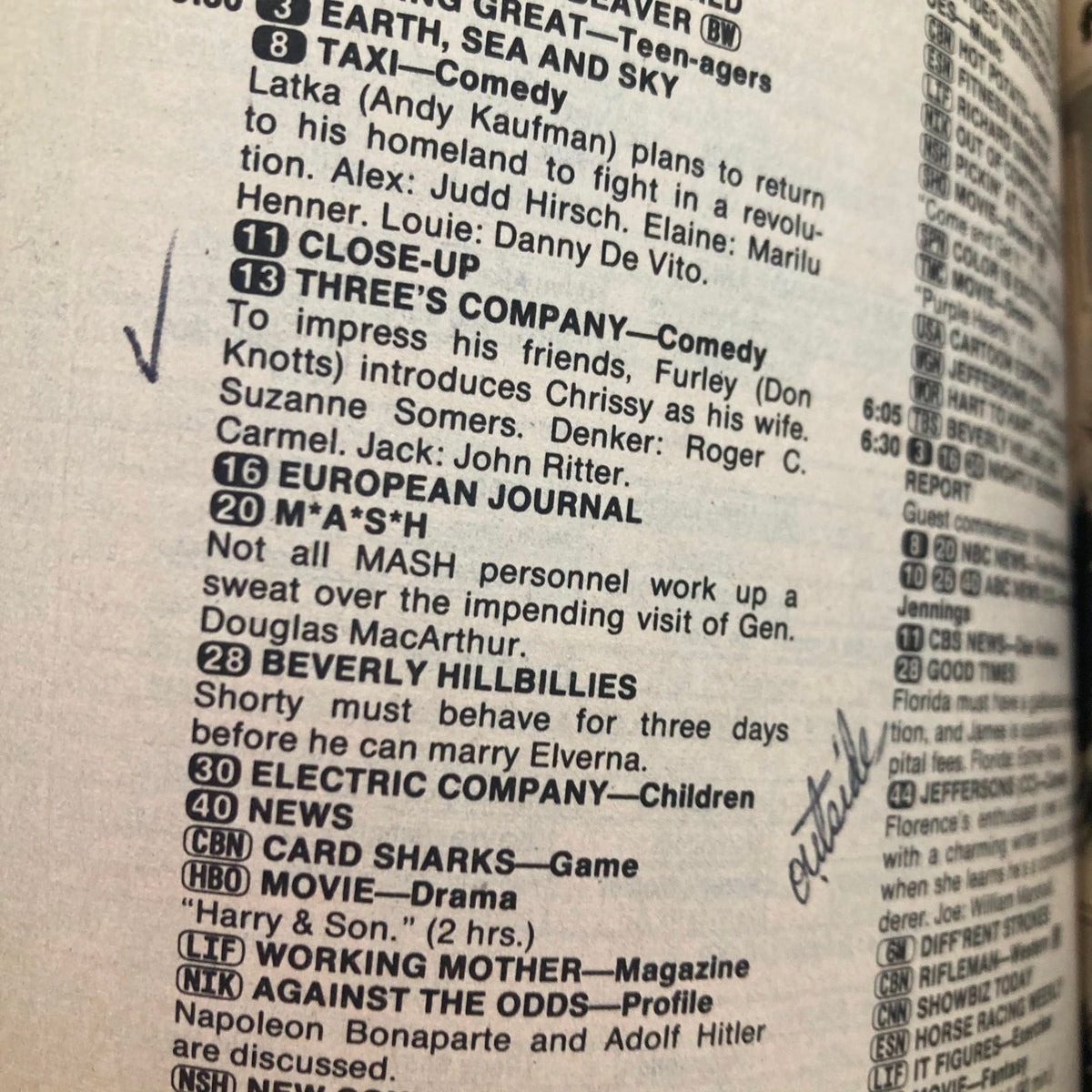 Another page from the TV Guide Magazine March 23, 1985 showcasing program highlights including 'Three's Company', 'M*A*S*H', and 'The Electric Company'. Ideal for television history enthusiasts and Diahann Carroll collectors.