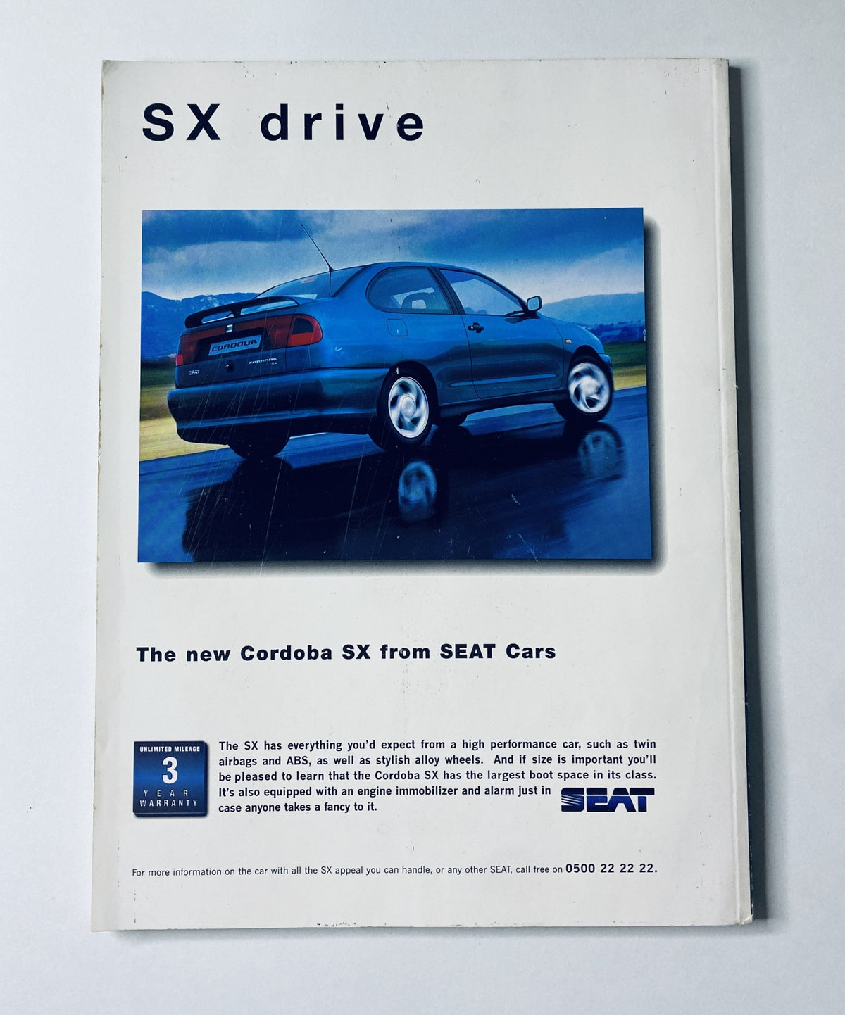 Promotional ad for the new SEAT Cordoba SX featured in CAR Magazine December 1996, showcasing its high-performance capabilities and design.