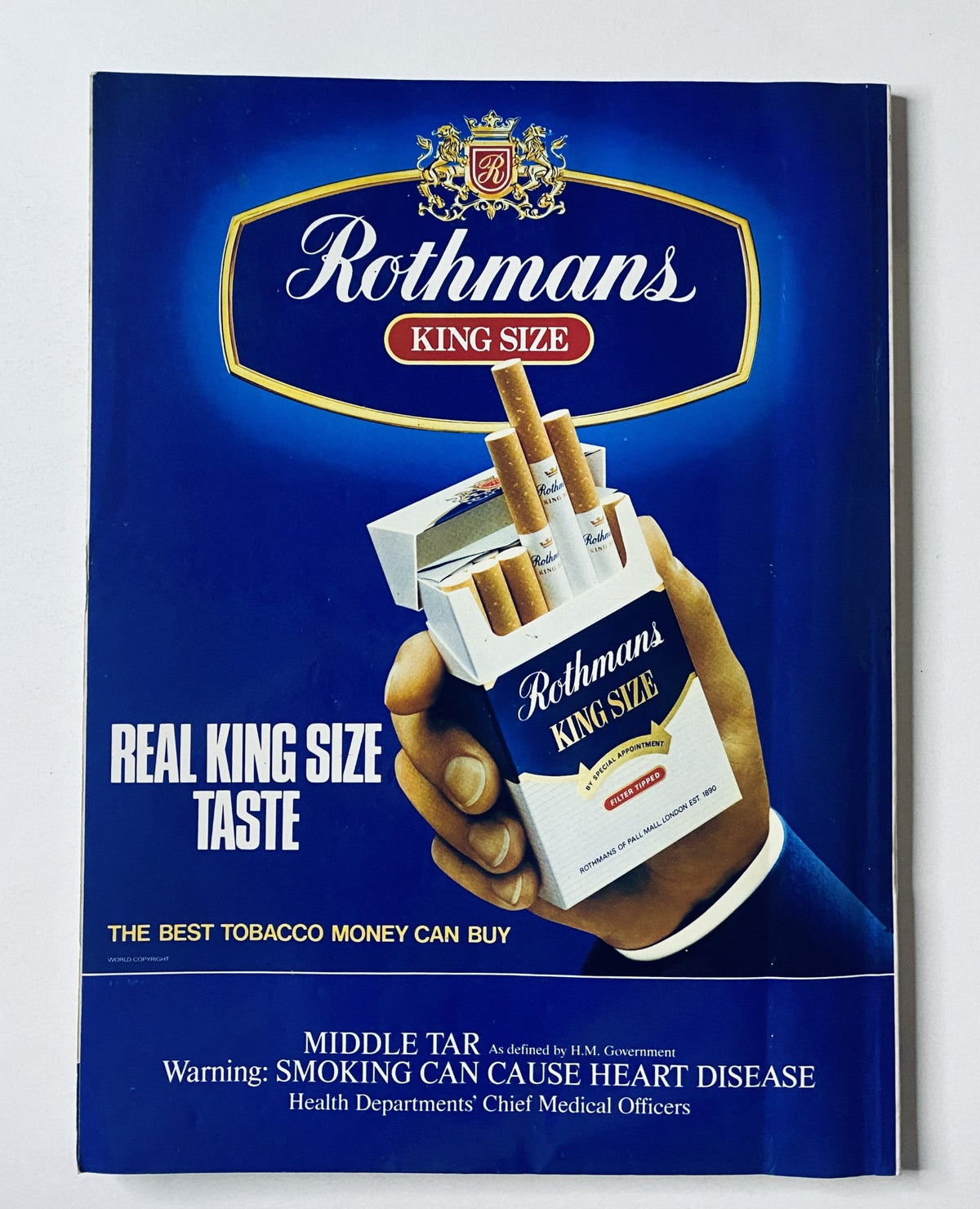 Advertisement for Rothmans King Size cigarettes, emphasizing quality and government health warnings, featured in CAR Magazine April 1988.