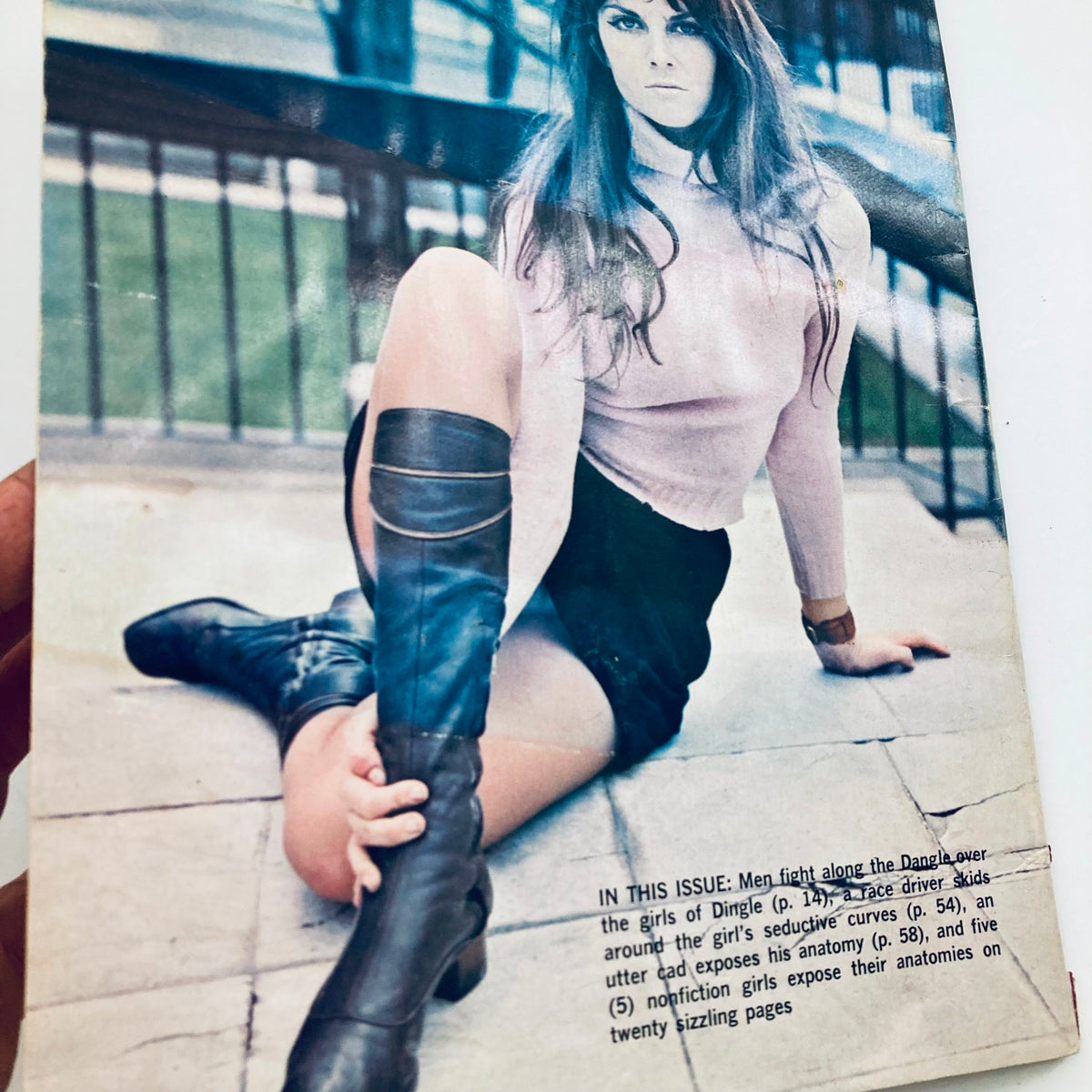 Back cover of VTG Adam Magazine November 1968, Volume 12 No. 11 featuring an image of Debbie Renee in a stylish pose with a brief description of the magazine's contents.