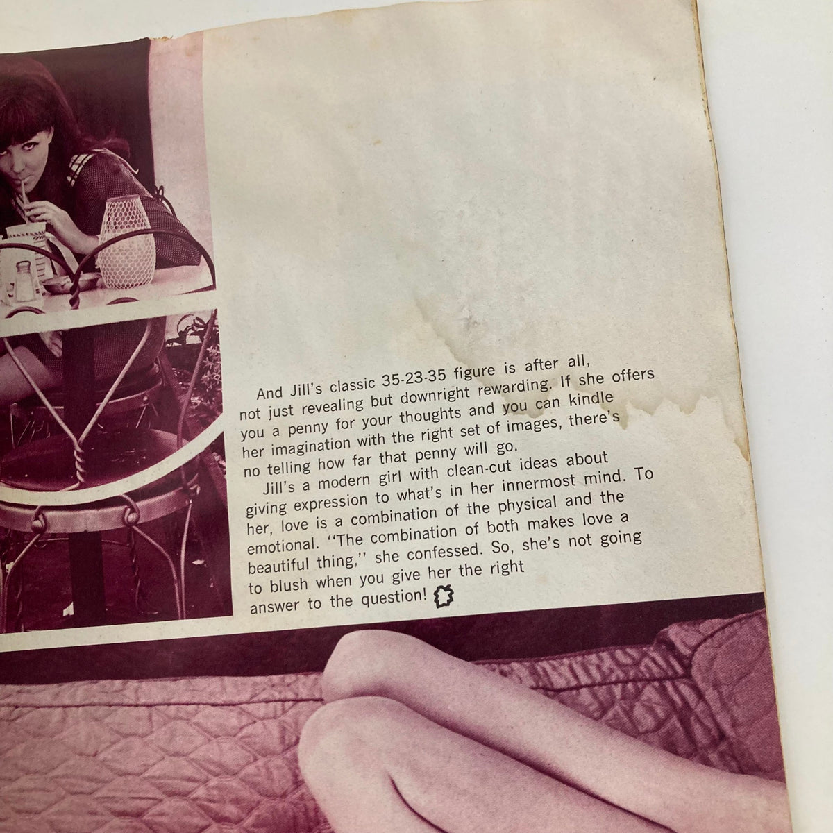 An interior page from VTG Adam Magazine September 1968 featuring an article about Jill Barger, highlighting her figure and modern personality.