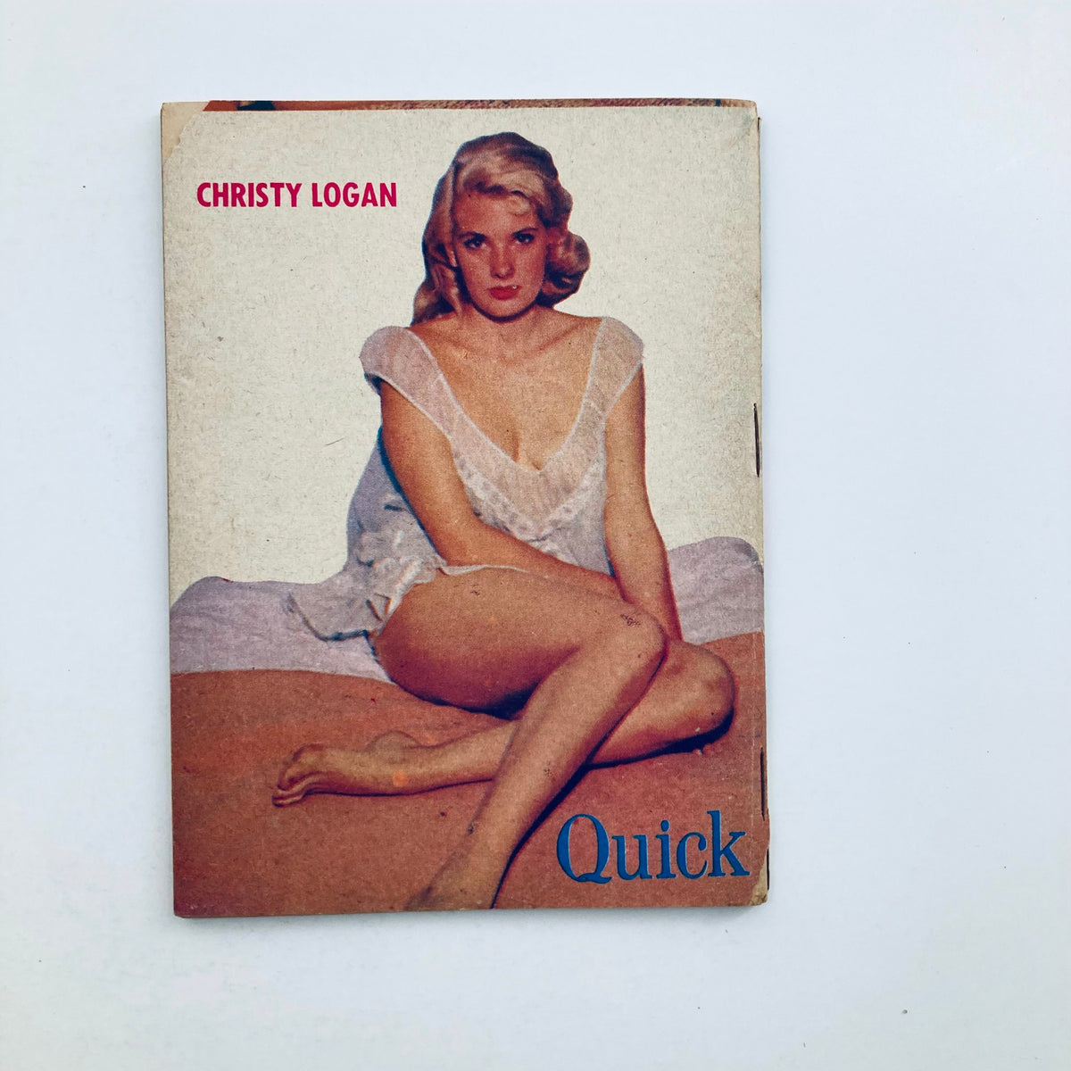 Cover of VTG Quick Pocket Magazine April 1958 Vol 2 No. 11 featuring Christy Logan in vintage style