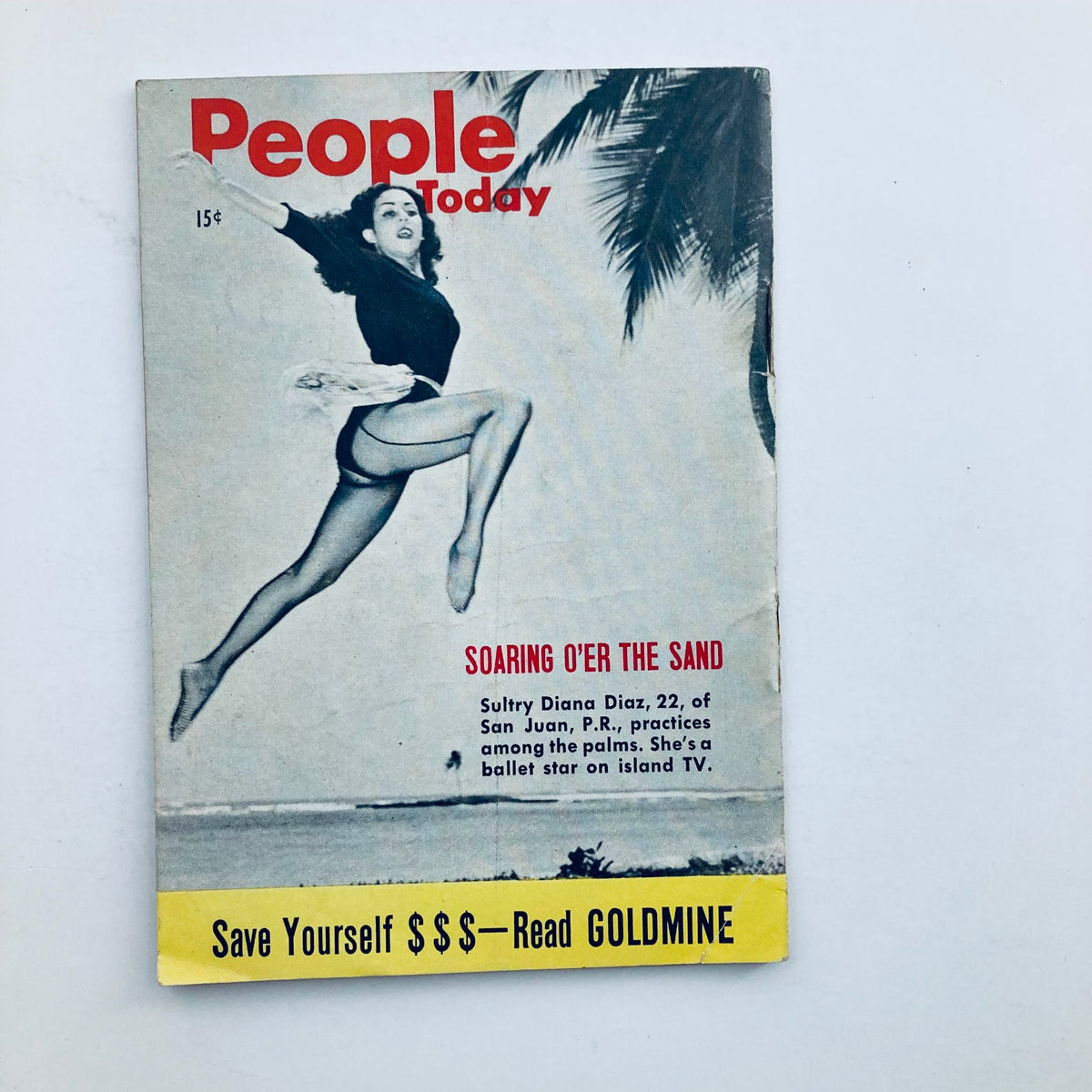 Back cover of VTG People Today Magazine December 1, 1954, Volume 9, Number 11 showcasing a ballet dancer, highlighting entertainment trends of the era.