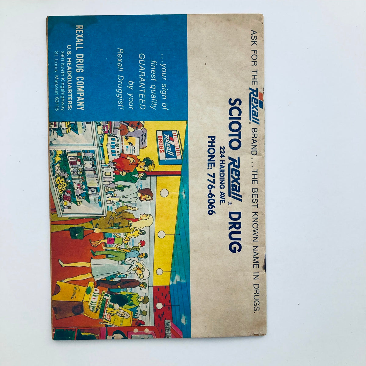 Cover of the VTG Rexall Family Almanac 1981 depicting the Rexall Drug Company branding and a colorful storefront.