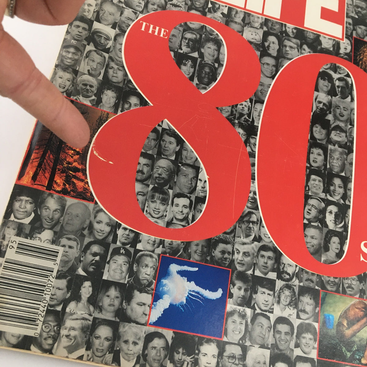 Close-up view of the cover of Life Magazine Fall 1989, emphasizing the detailed imagery and design, highlighting Michael Jackson and various celebrities from the 80s.
