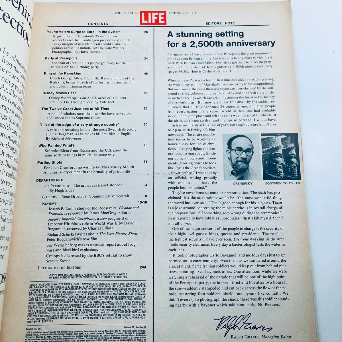Life Magazine October 15, 1971, Vol 71 No 16 - Disney World Grand Opening Edition
