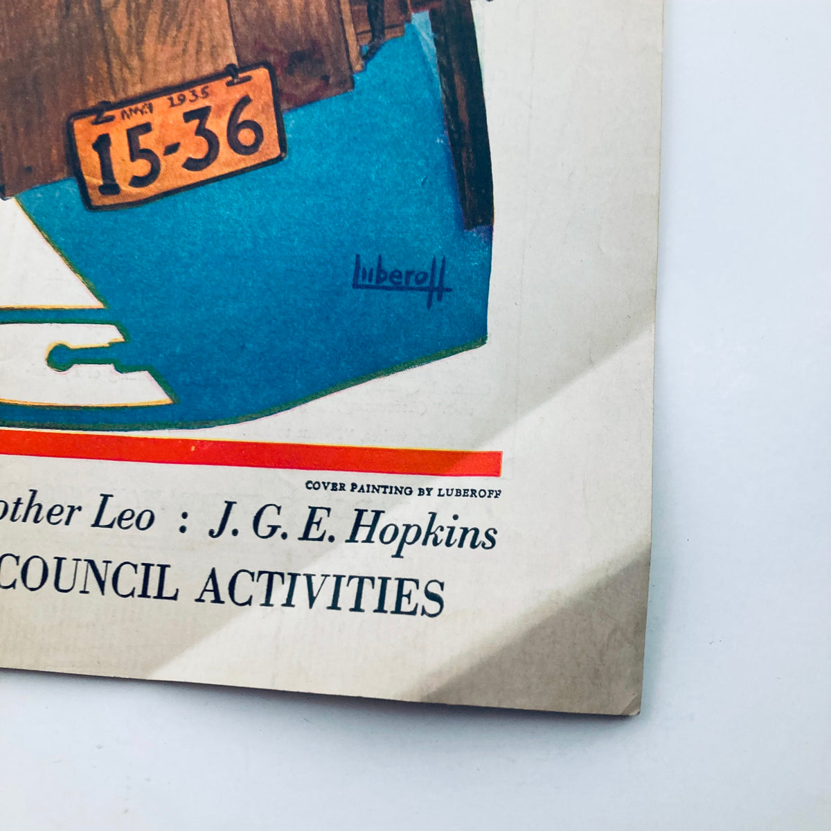 Close-up view of the title and publication details from the cover of VTG Columbia Magazine July 1937, highlighting the artistic cover design and the Knights of Columbus Council Activities.