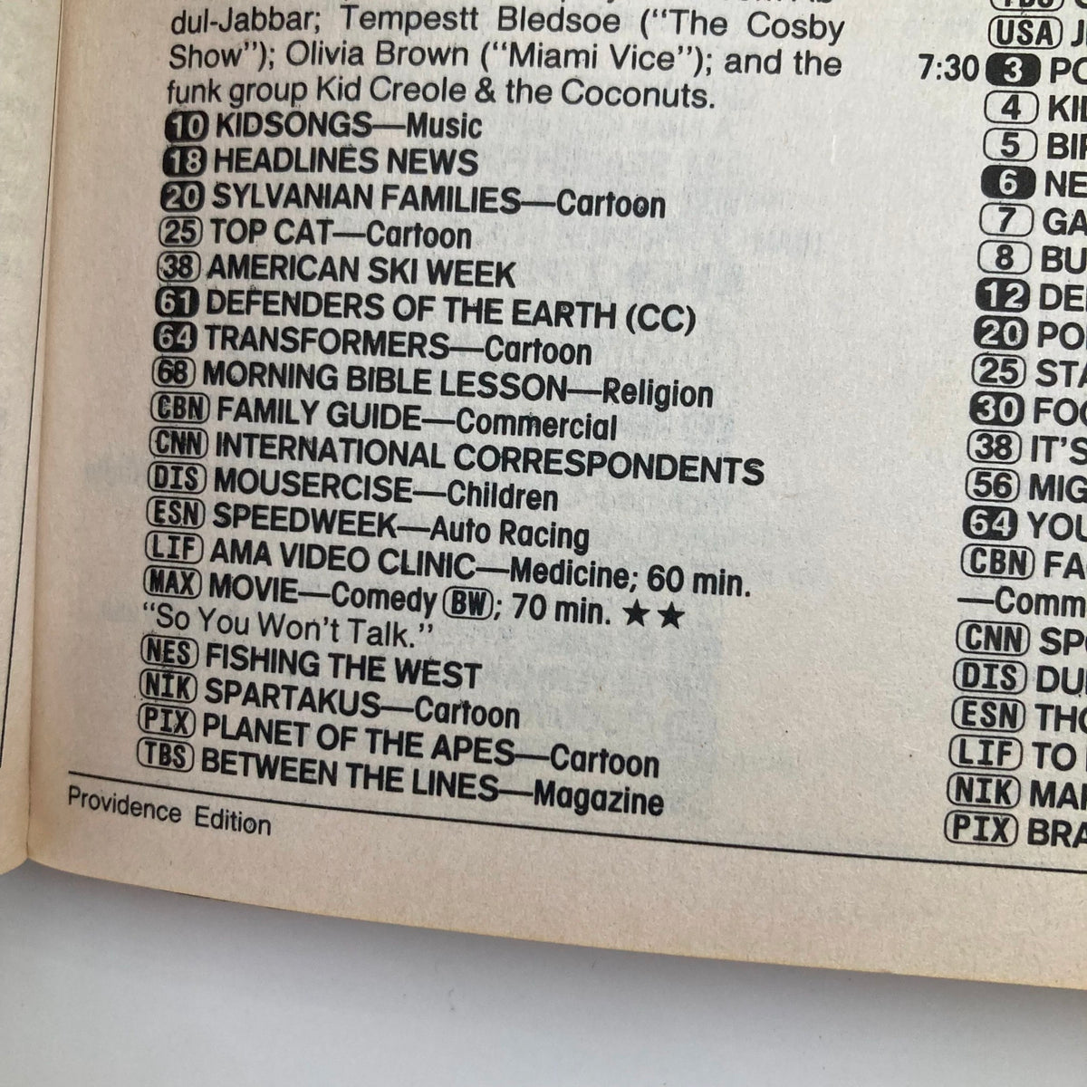 Interior page of TV Guide Magazine February 27 1988, listing the week's television shows including cartoons, news, and a feature on American Ski Week.