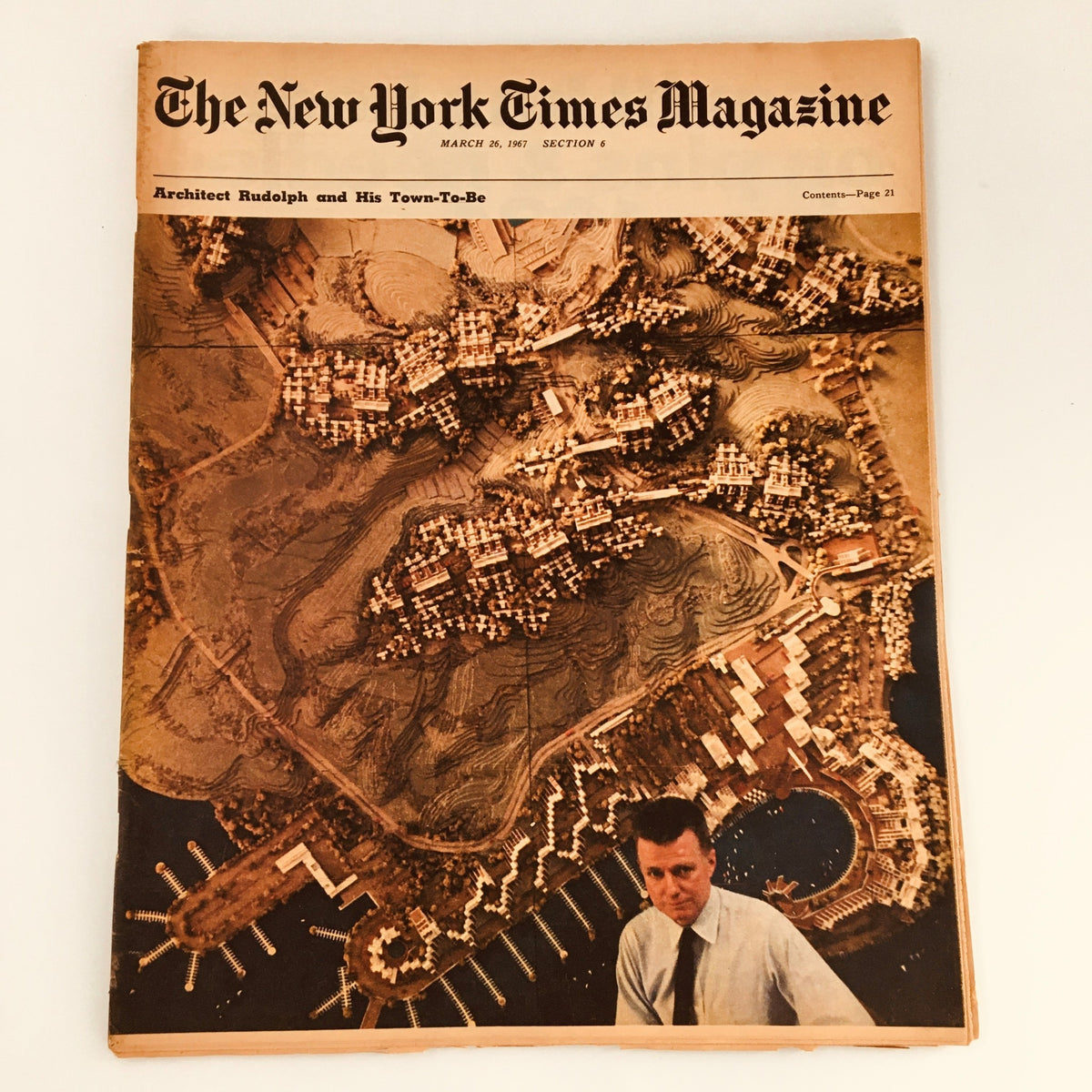 The New York Times Magazine March 26 1967 featuring Architect Paul Rudolph on the cover, showcasing his urban design and architectural vision.