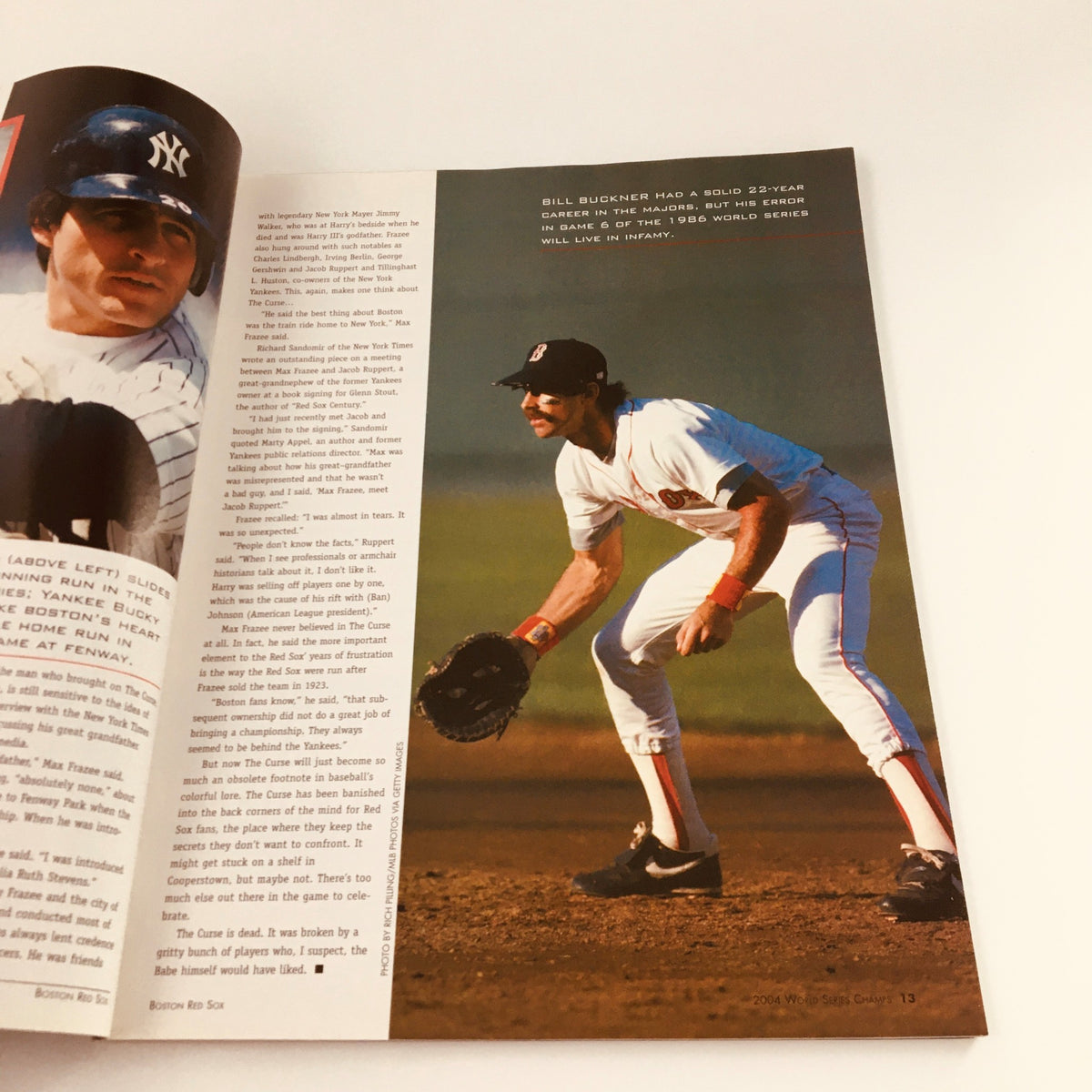 Lindy Sport's Presents 2004 World Series Champs Boston Red Sox - Image of Bill Buckner during a game, reflecting on his career and significance in Red Sox history.
