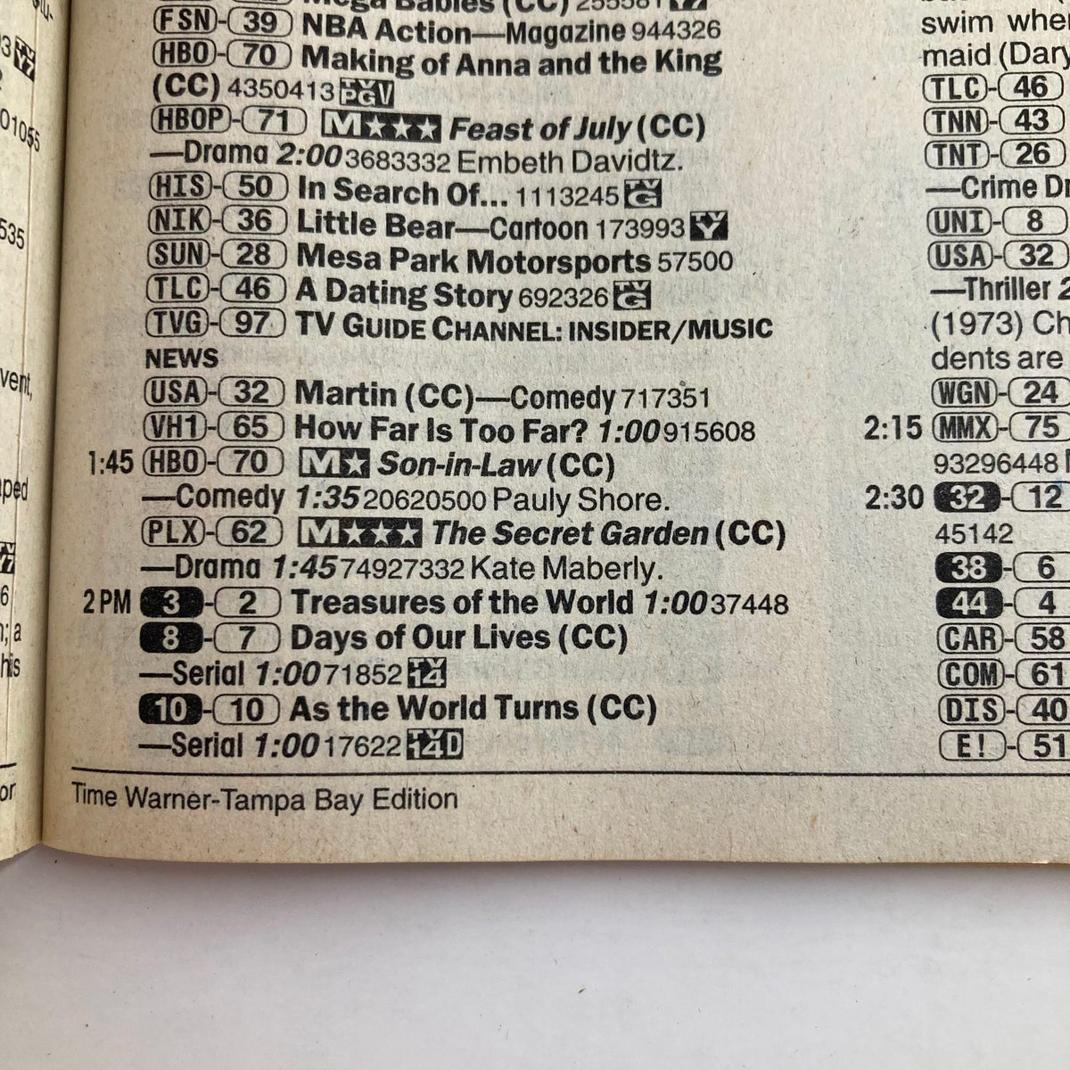 TV Guide Magazine January 13 2001 Time Warner-Tampa Bay edition showcasing TV listings and programming details.