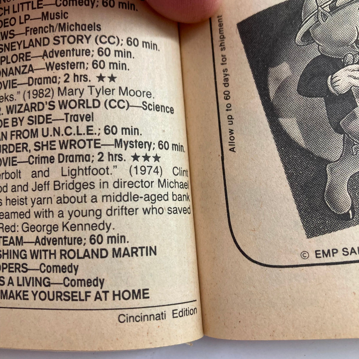 Inside page of the TV Guide Magazine from February 17, 1990, displaying television listings and descriptions, part of the Cincinnati edition.