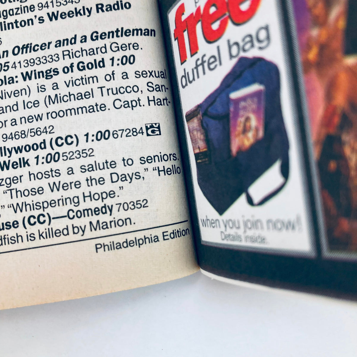 Inside page of TV Guide Magazine January 1 2000 showing a television schedule and advertisements, providing a glimpse into the television programming and promotions of that era.