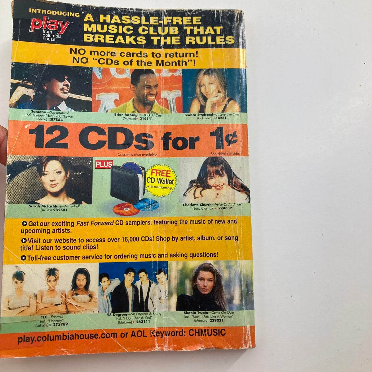 Back cover of TV Guide Magazine January 1 2000 featuring an advertisement for a music club offering an introductory deal on CDs, showcasing the cultural trends and marketing strategies of the time.