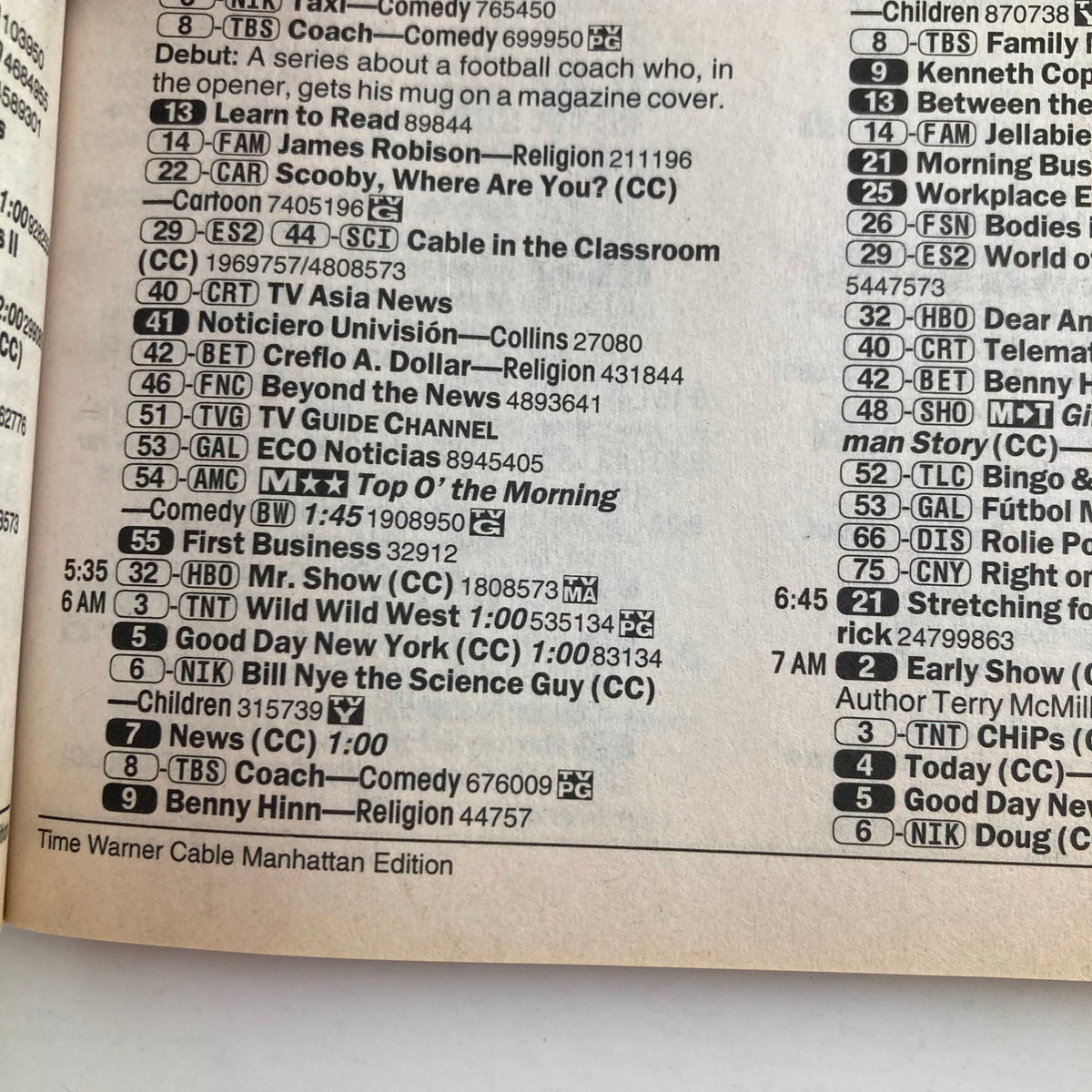 Inside pages of the TV Guide Magazine from January 13 2001, highlighting a TV schedule including various shows and channels.
