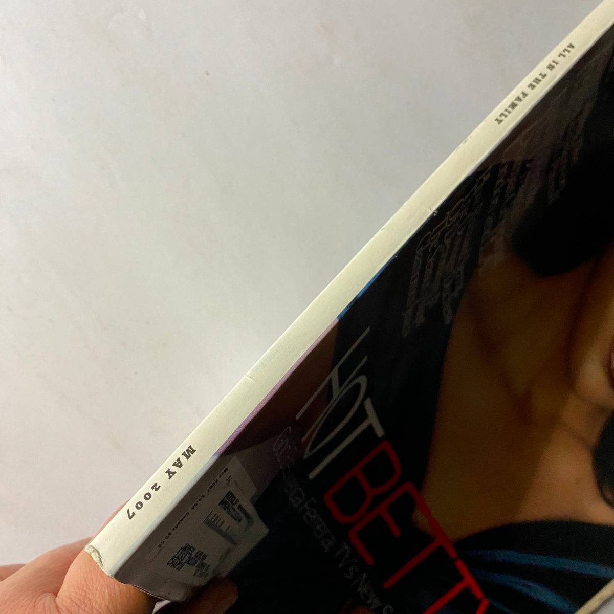 Side view of W Magazine May 2007 issue with America Ferrera on the cover, showing the publication's spine and subtle specifications from the vintage collection.
