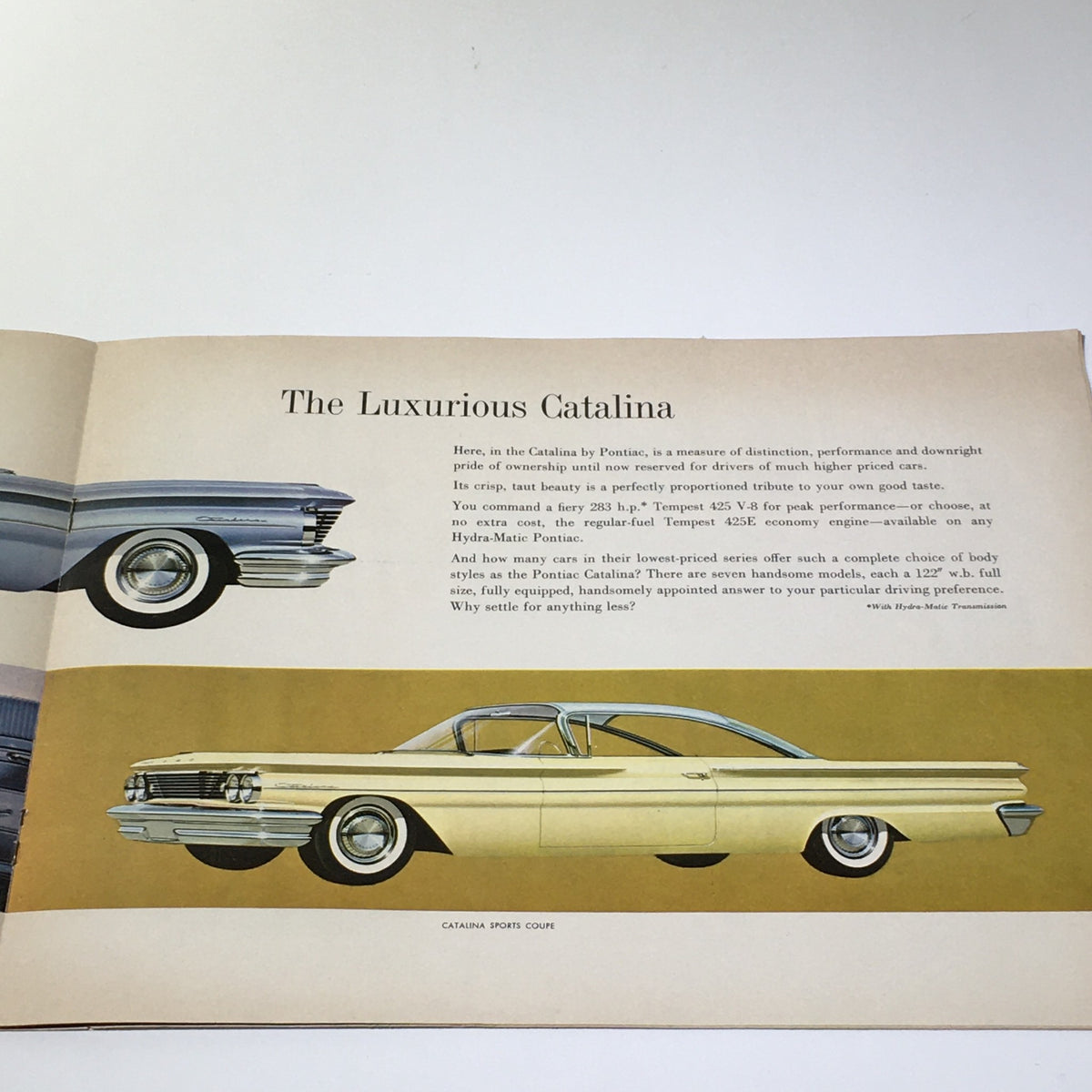 Interior page of the 1960 Pontiac Fresh Point of View Catalina brochure describing the luxurious features of the Catalina model.