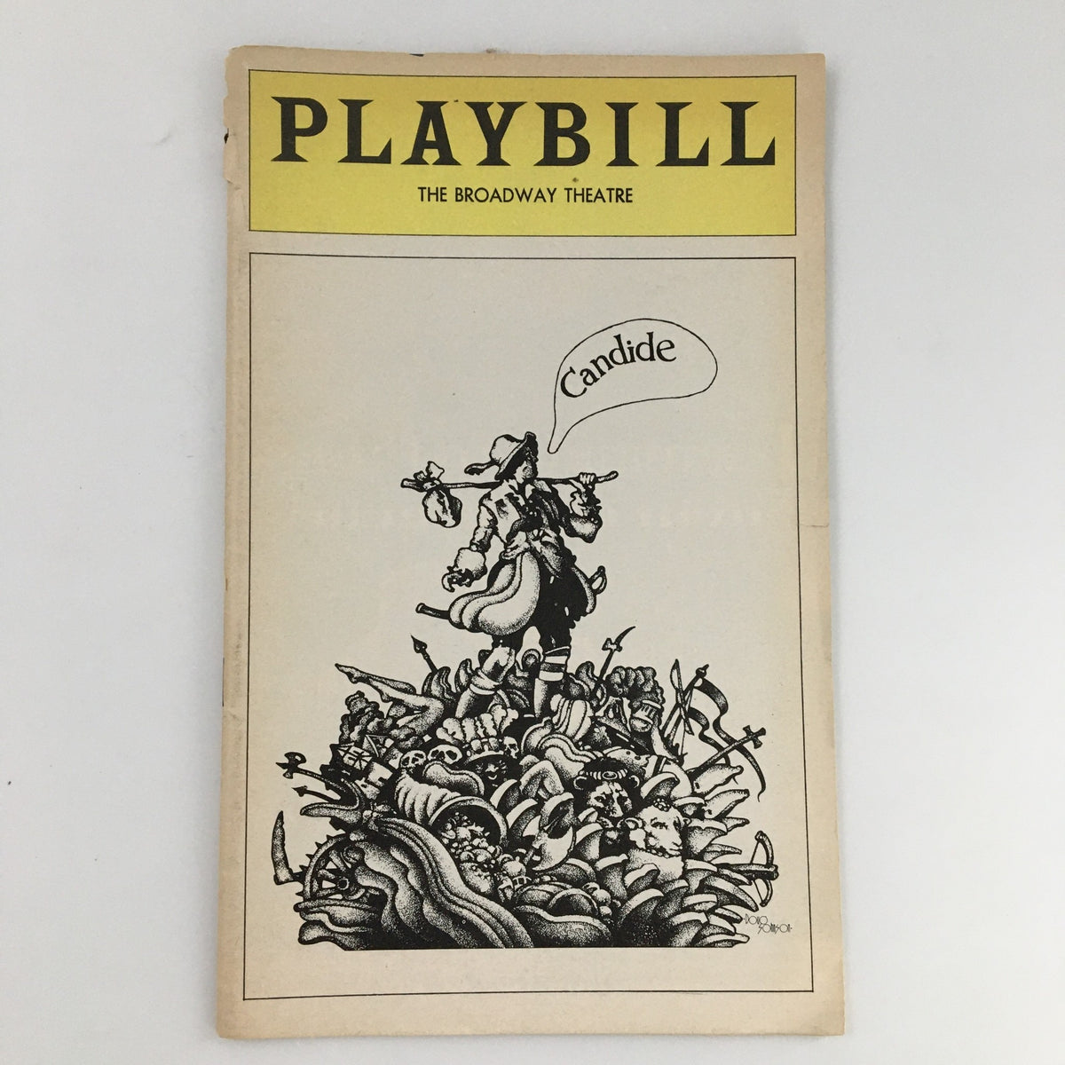 1975 Playbill for The Broadway Theatre presenting 'Candide', featuring an artistic cover illustration.