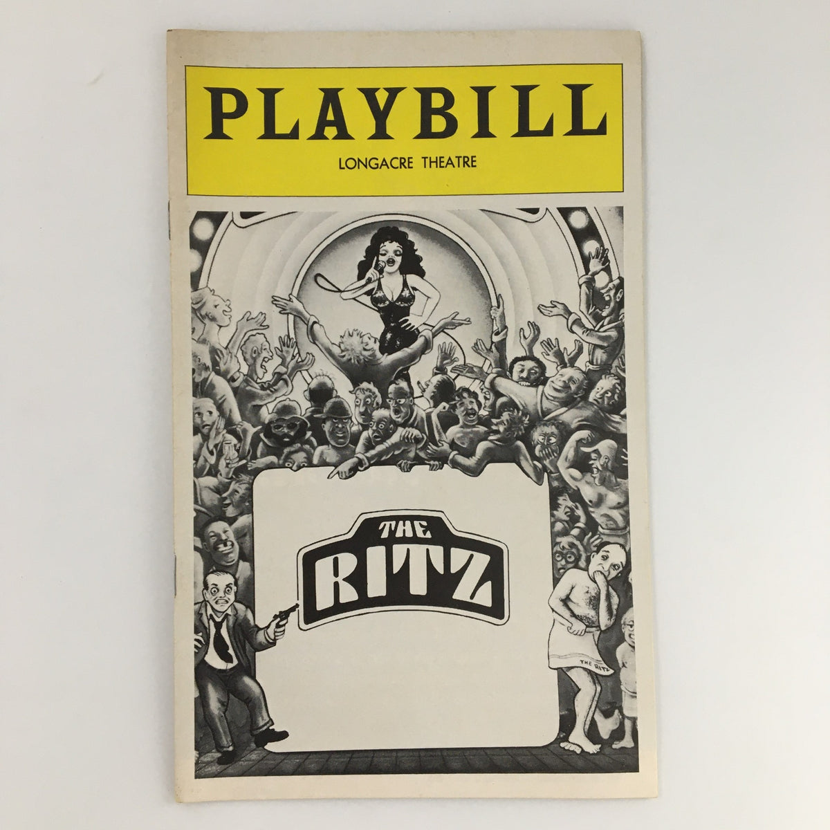 Cover of the 1975 Playbill for 'The Ritz' at Longacre Theatre featuring vibrant graphics and the title prominently displayed.